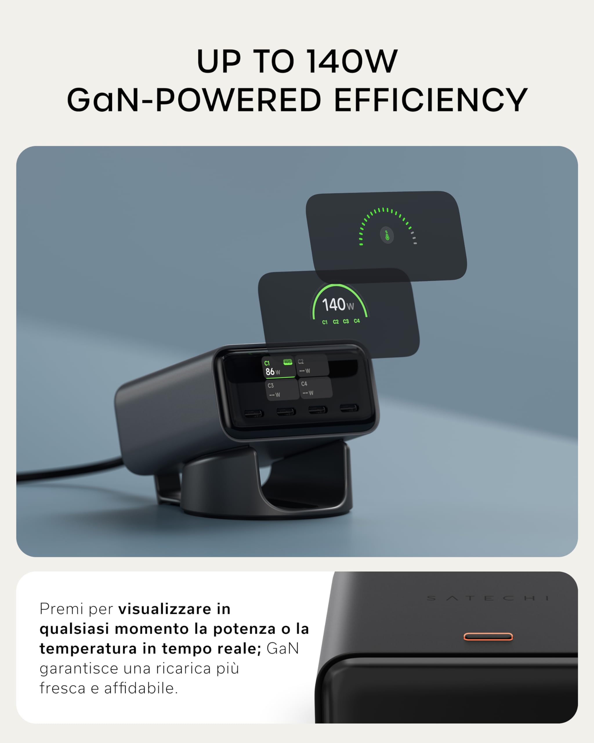 SATECHI ChargeView Caricatore GaN 140W — immagine 13 di 16