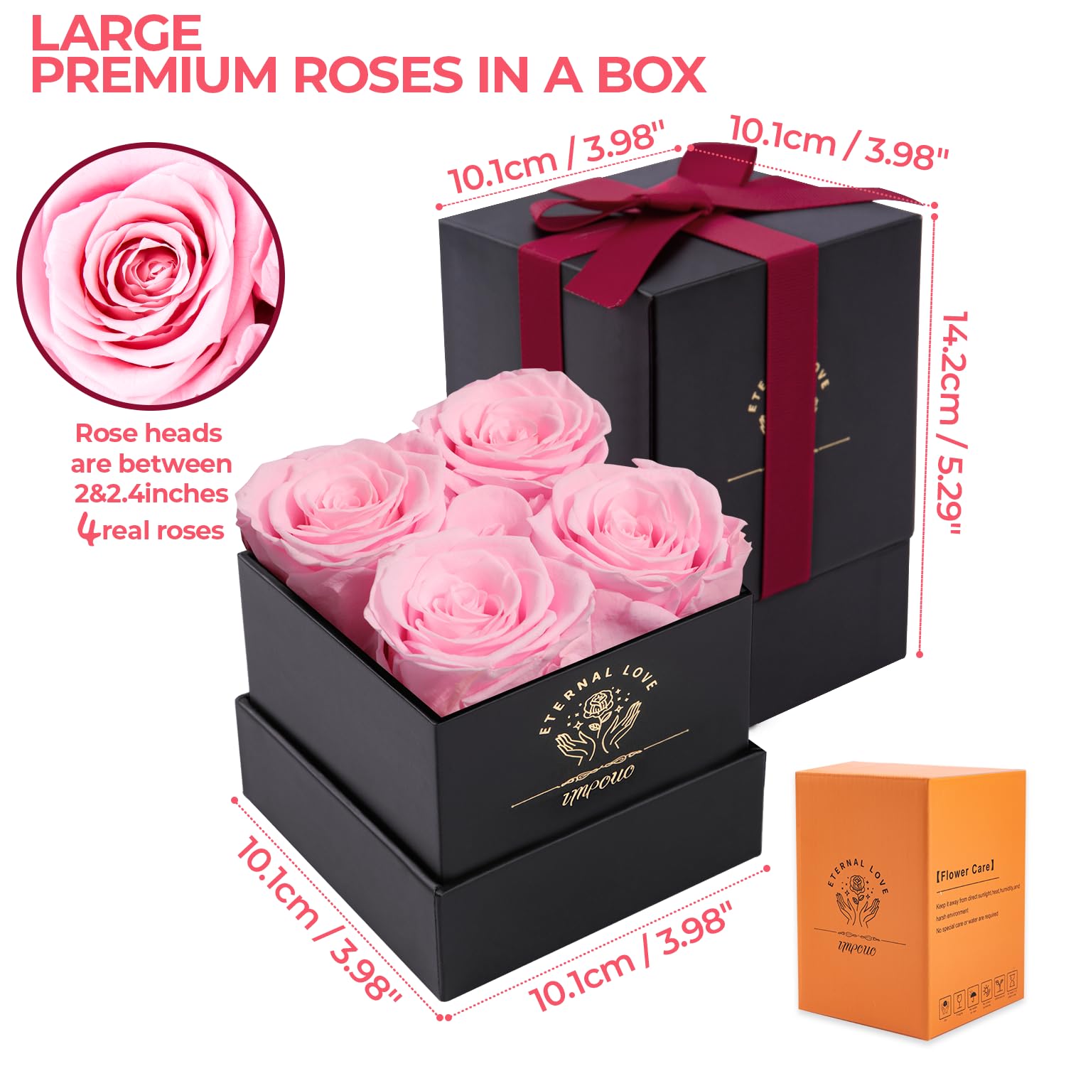 Vegena Scatola Con Rosa Eterna Rossa E Cassetto Portagioie - Regalo Di Compleanno Per Donne, San Valentino, Anniversario, Diametro Rosa 8 Cm, Confezione Regalo Con Fiocco Magnetico