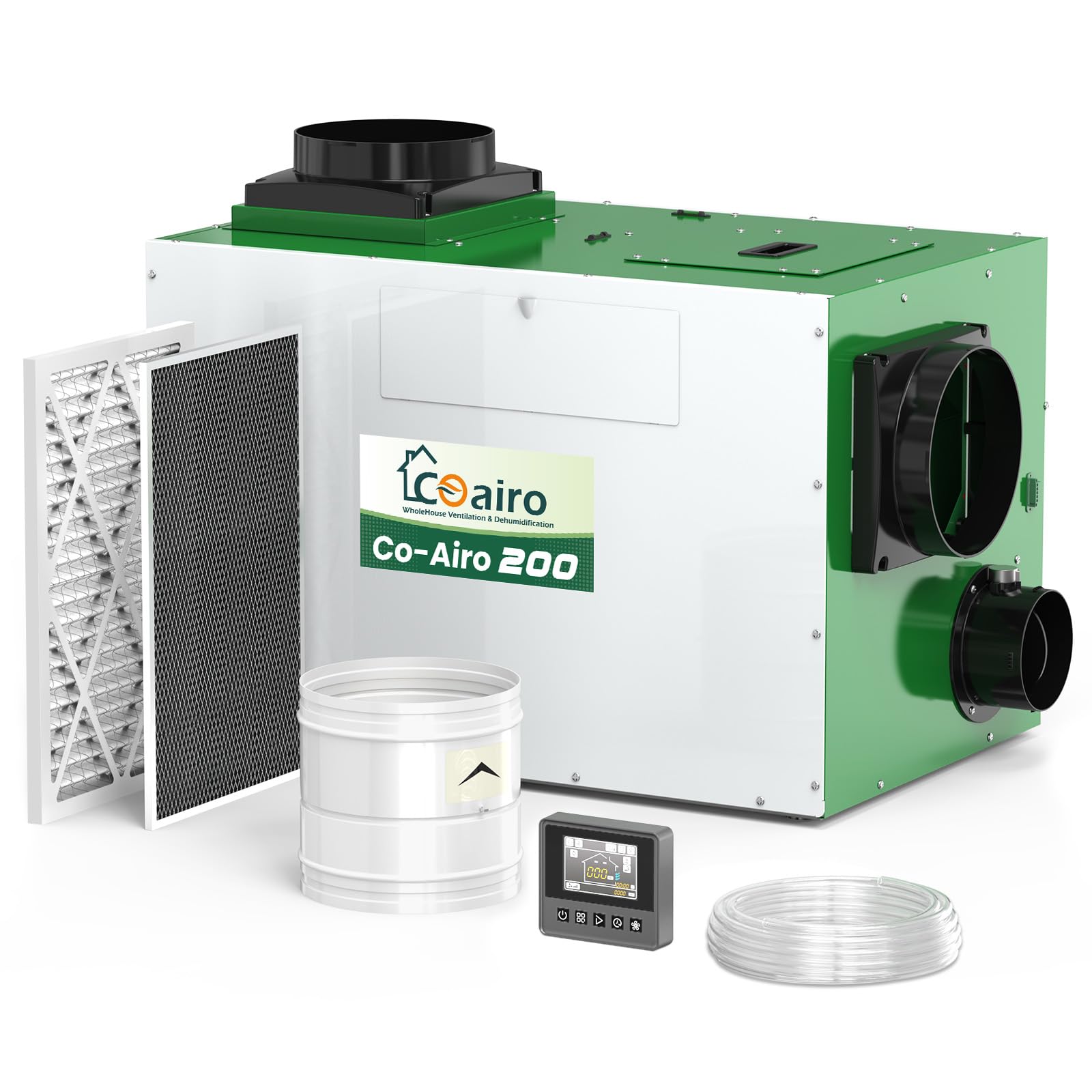 COAIRO Whole House Dehumidifier 330 Pint with Controller, Crawl Space Dehumidifier with Fresh Air Function and Drain Hose Up to 4500 sq. ft. for Grow