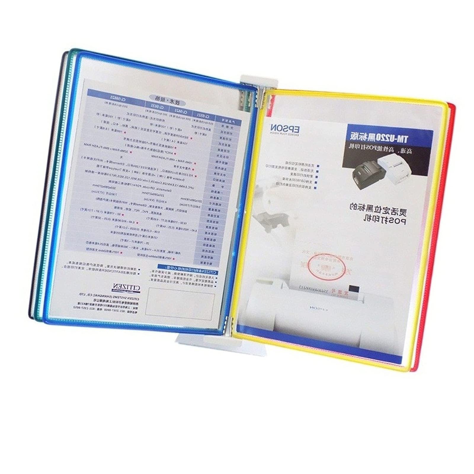 IUokLU Desktop Reference Organizer - Catalog Display Rack, with 5 Display Pockets Desktop Reference System, PVC and Metal Desktop Reference and Display System (Multi)