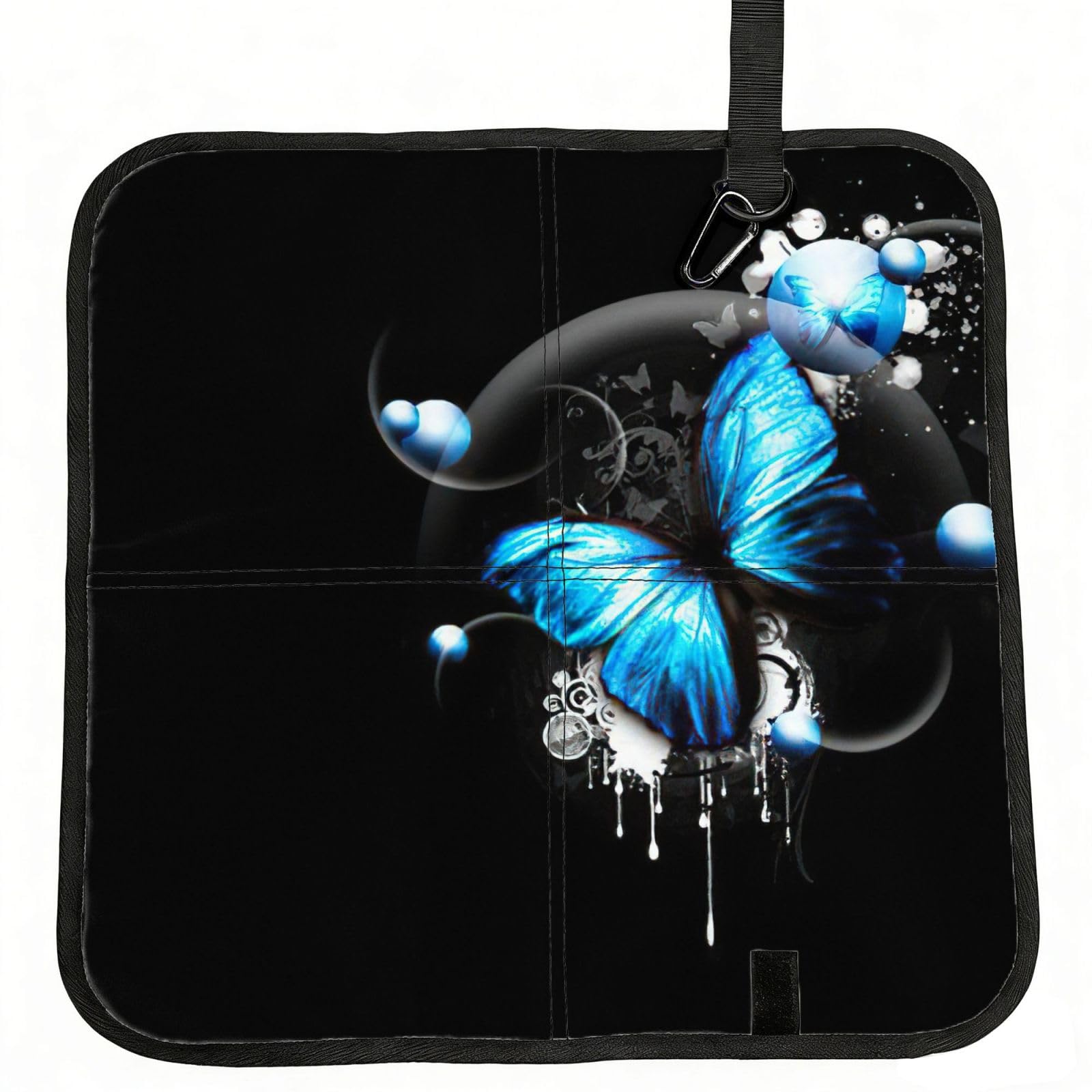 bghdfa Blue Butterfly Print Outdoor Sitting Mat Waterproof Oxford Cloth Seat Cushion Folding Foam Camping Seat For Picnic
