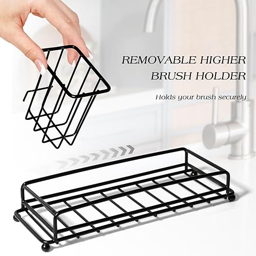 Miniatura 4 de Dispensador de jabón para platos con soporte de esponja ajustable, juego de dispensador de jabón para manos y platos de cocina de 10 onzas líquidas,