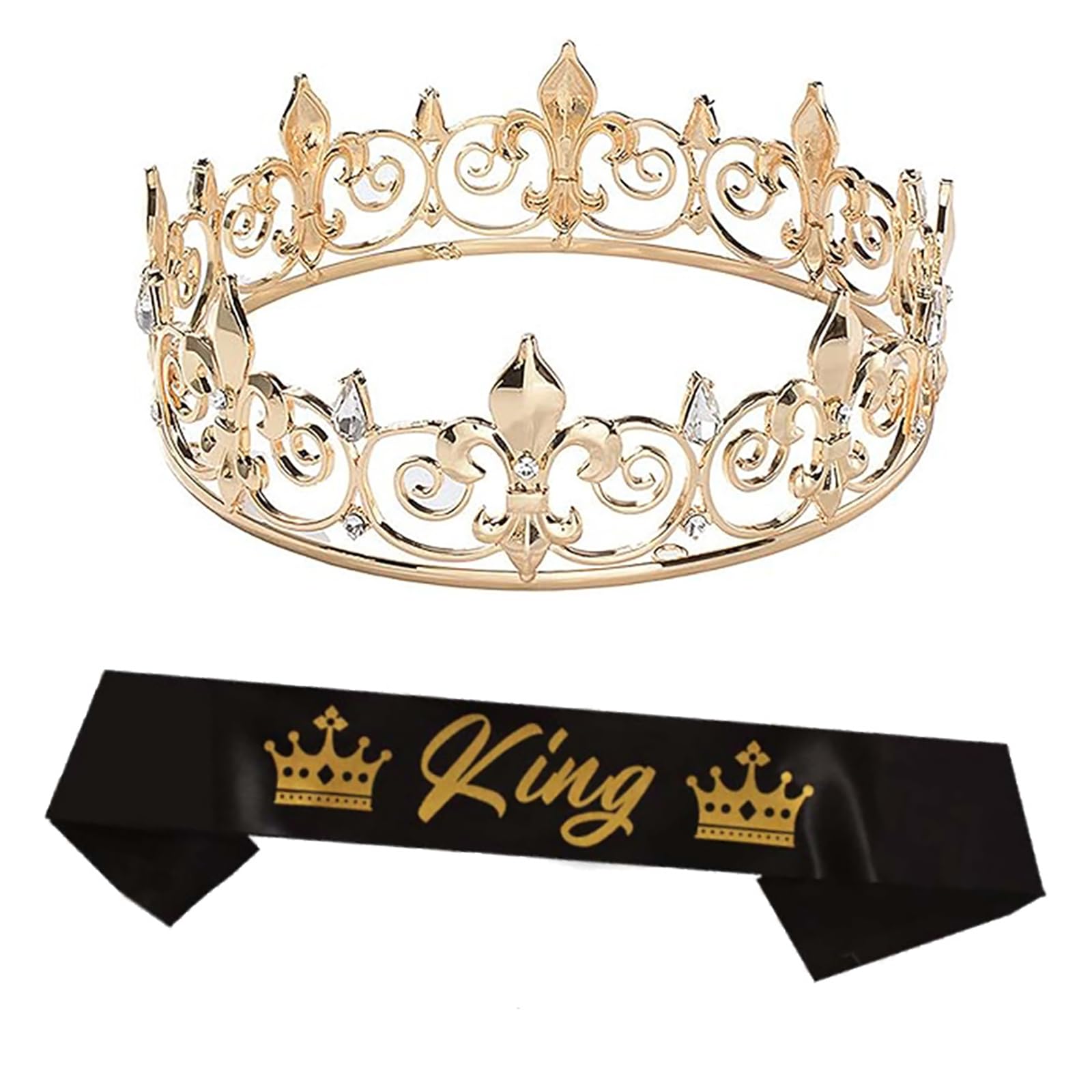 Prom Crystal Crown Birthday Sash Set Women Fashion Bling Crown Peace Sash Adult Birthday Party Props Crystal Crown