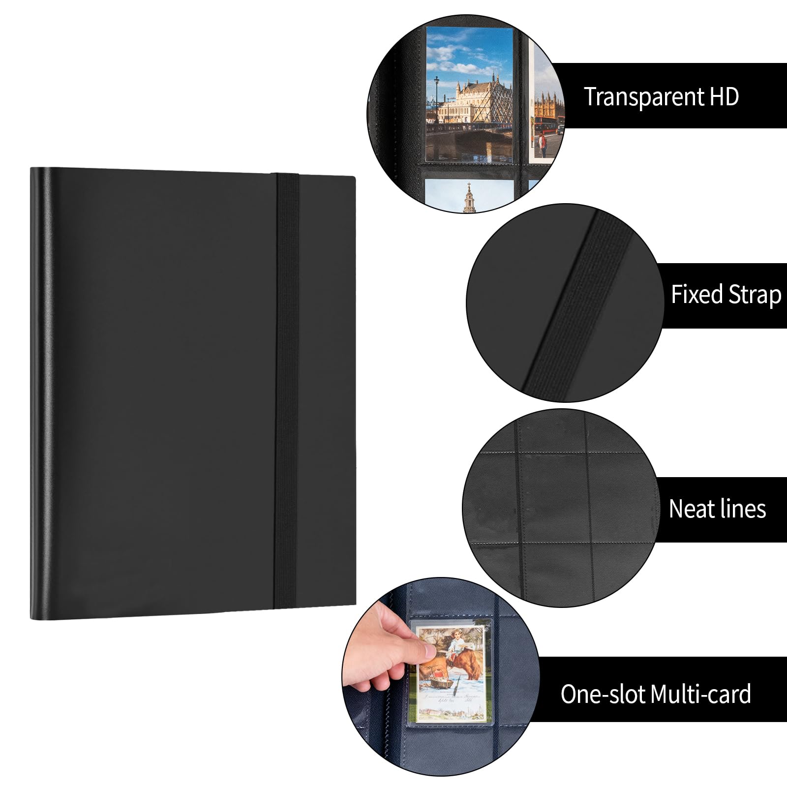 540 Tasche Album Porta Carte, 30 Pagine Raccoglitore Porta Carte, Impermeabile Album Carte Collezionabili, Libro Porta Carte Compatible con Varie Carte da Collezione (Nero)