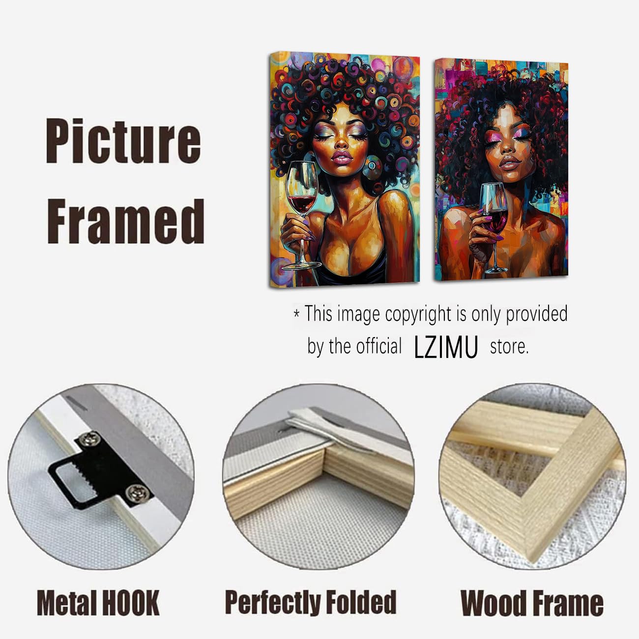 LZIMU Afroamerikanische Bilder 2-teilig Leinwandbilder mit schwarzem Mädchen abstrakte schwarze Frauen Kunstdrucke gerahmte Wohndeko (Orange, 60x90cmx2 Teilig)