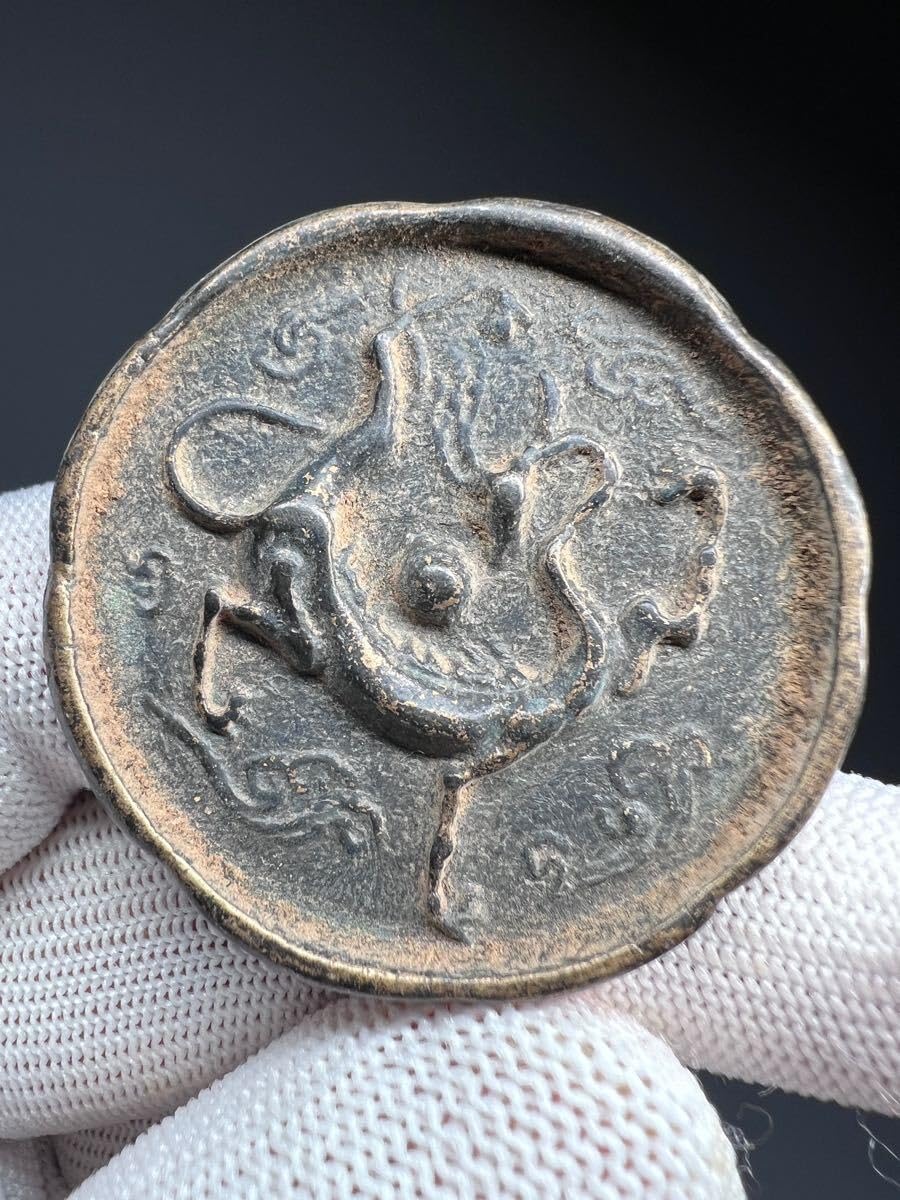 Amazon.co.jp: 骨董品青銅器龍紋銅鏡唐鏡小型ミニ中国戦漢古美術