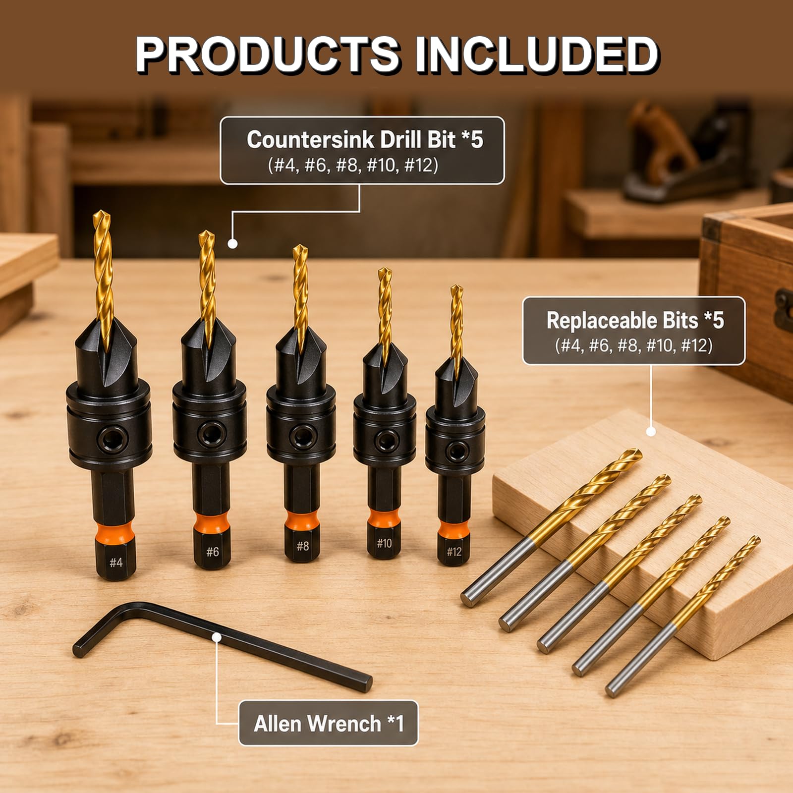Countersink Drill Bit Set - 11 Piece Titanium -3 Countersink Drill Bit Set - 11 Piece Titanium -3
