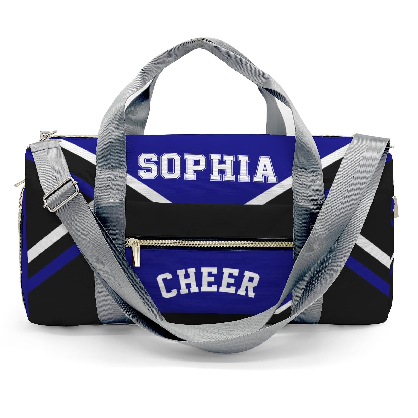 Personalized Multi-Function Travel Cheer Blue Black Cheerleader Duffel Handbag Large Capacity Women Men Gym Yoga Ballet with Name