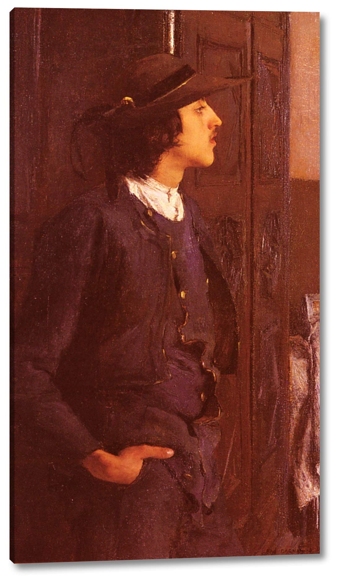 Juene Homme Breton by Pascal-Adolphe-Jean Dagnan-Bouveret - 14" x 24" Gallery Wrap Canvas Art Print - Ready to Hang