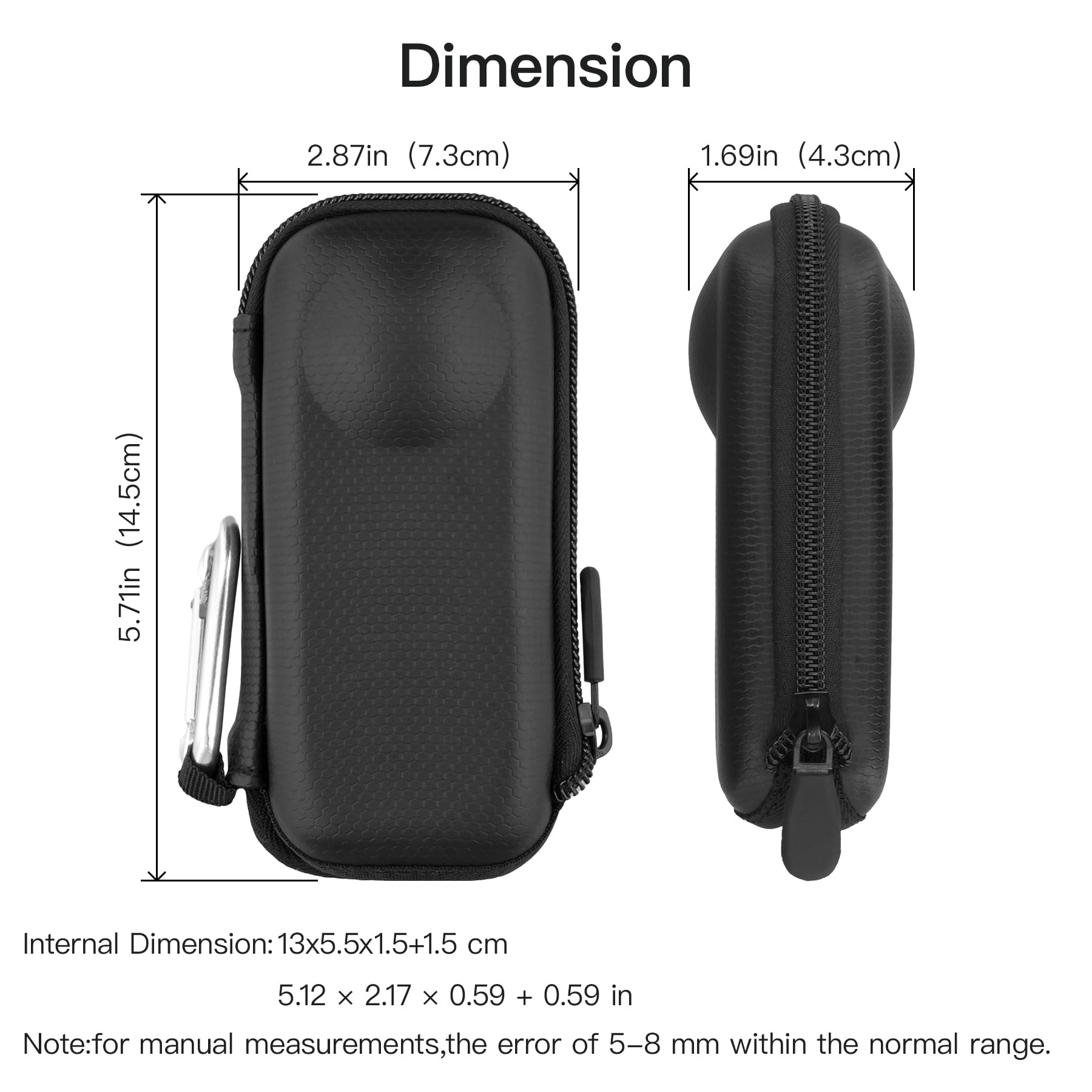 Khanka per Insta360 X5 X4 Action Cam– Custodia Rigida da Trasporto, Borsa Compatta da Viaggio Compatibile con Action Cam 360° Insta360 X5/X4 con Base ad Accesso Rapido e Moschettone (Nero)