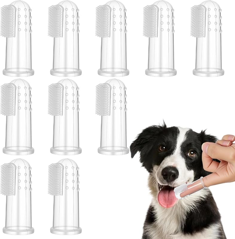 10 Pieces Dog Finger Tooth Brushing Kit, Finger Toothbrush for Cat Dogs Puppy Kitten Fingers Toothbrushs with Silicone Bristles Cat Teeth Cleaning Brush Pet Dental Care & Teeth Cleaning for All Pets