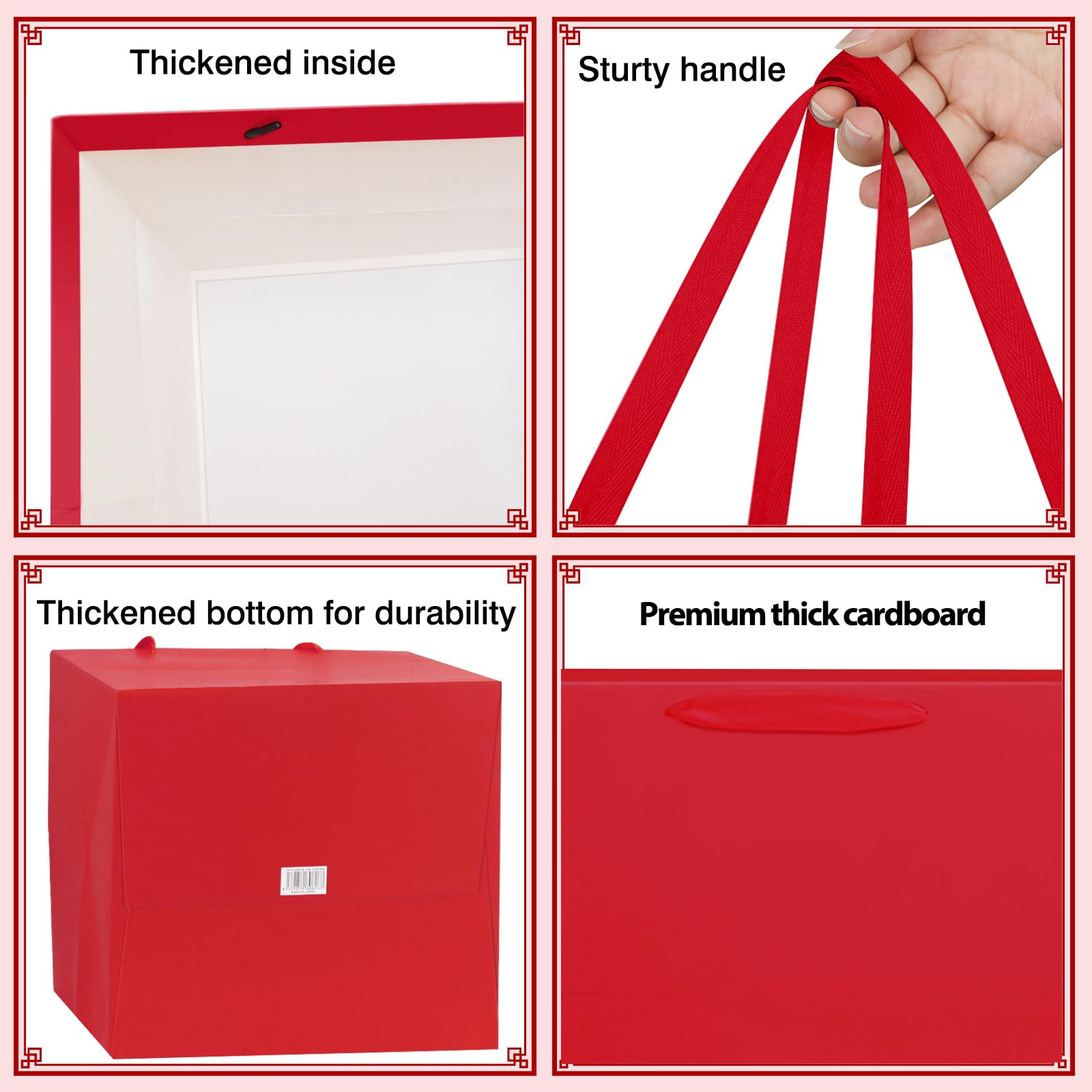 NAHRMY 10 Pack Medium Gift Bags With Cards, Pink Square Gifts Paper Bag For Presents Small Luxuries Cake Wedding Graduation Birthday Party 20 X 20 X