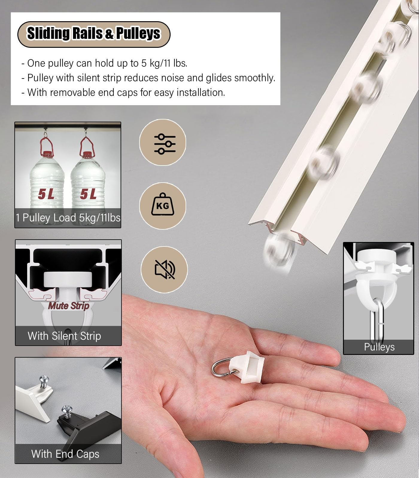 Szyna sufitowa do zasłon, system szyn do draperii, metalowy zestaw rozdzielaczy pokoju, salon domowy, szpital, kamper, separatory działowe, pręty, półka, montaż sufitowy, ultra cienkie ścieżki, biała