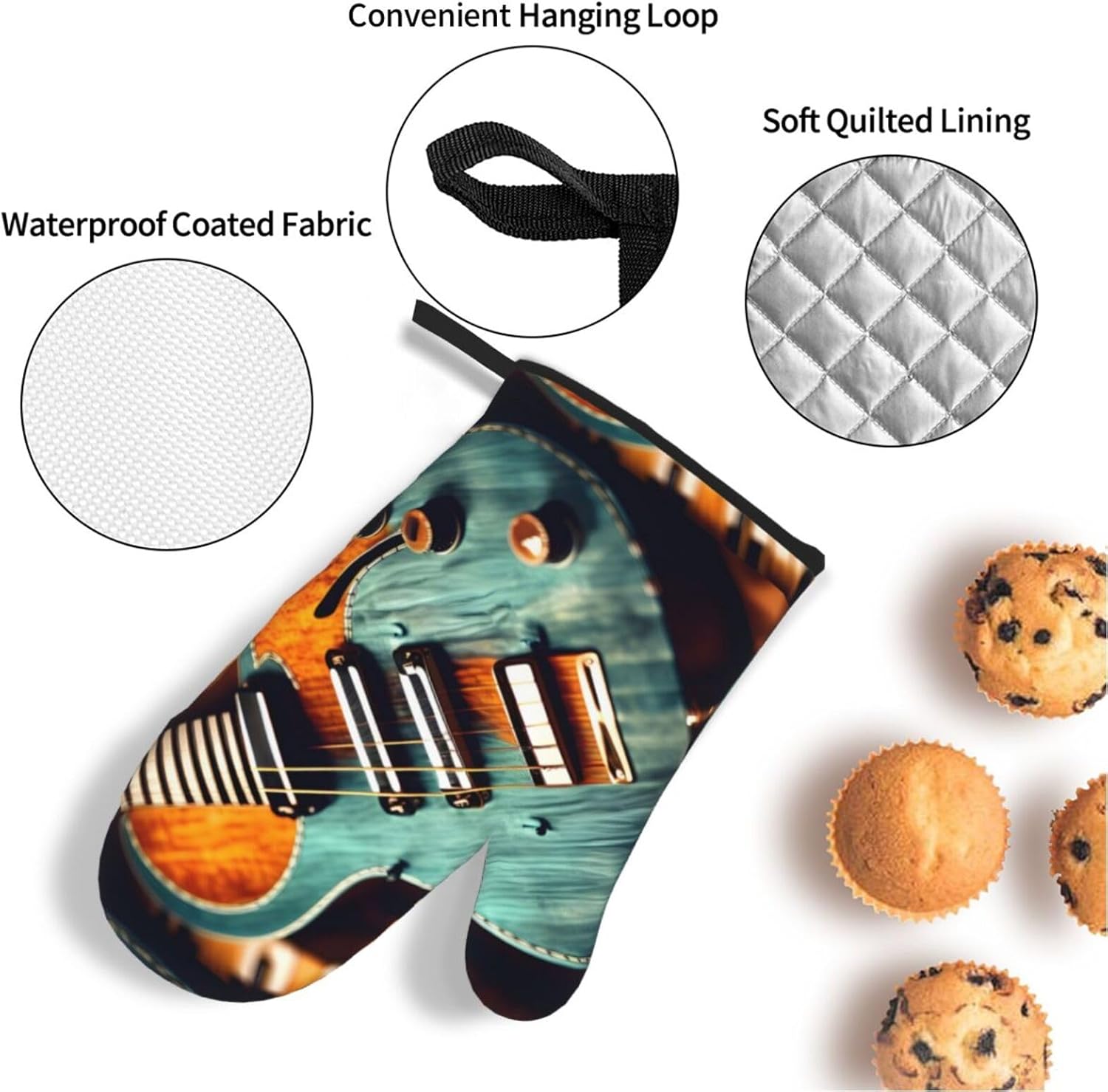 Musical Guitar patterns Kitchen baking four piece set, fit for cooking and baking, oven, microwave, and outdoor barbecue