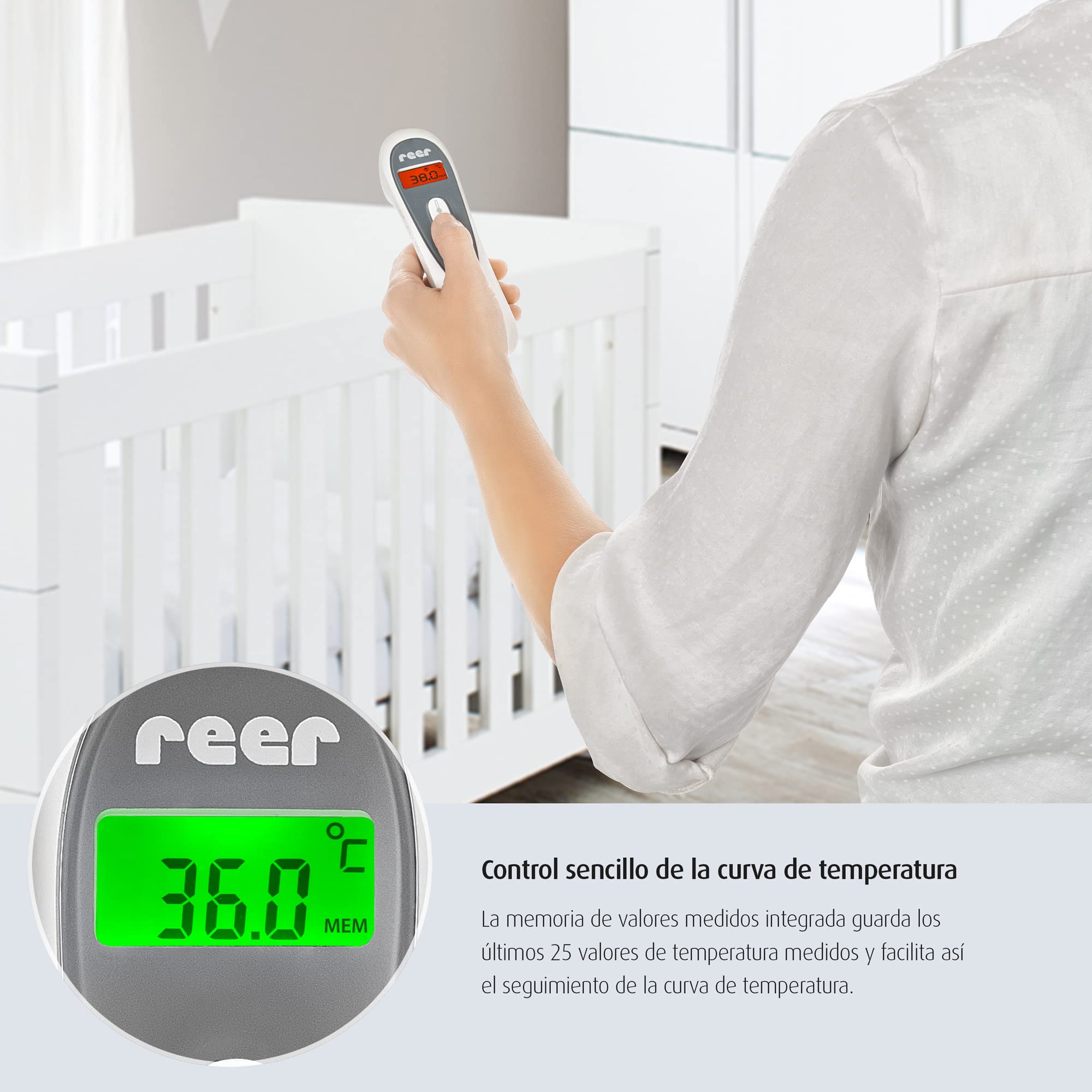 Reer Termómetro De Infrarrojos Sin Contacto 3 En 1, color Blanco