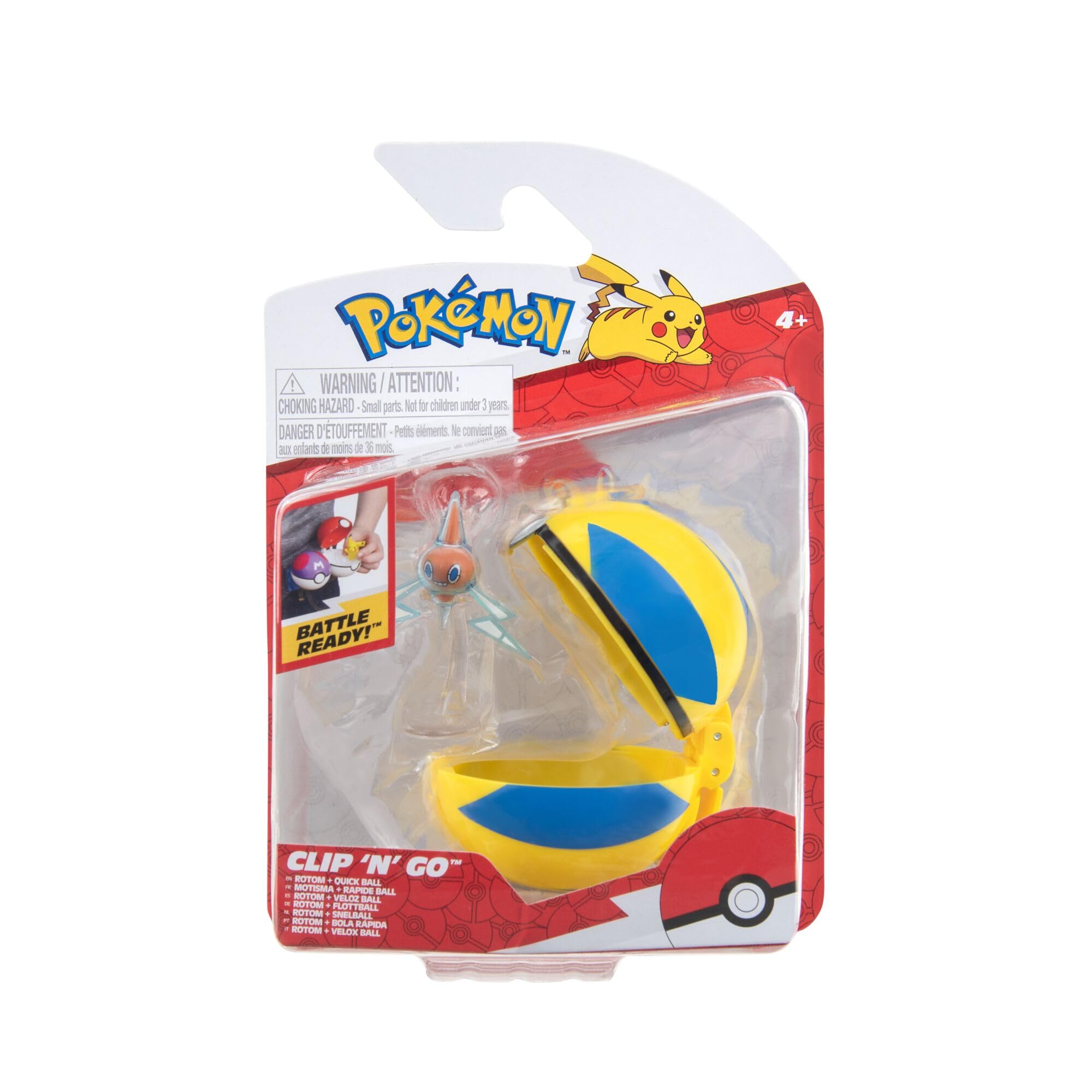 Pokemon - Clip 'n' Go - Rotom + Quick Ball/Toys, Multicolor