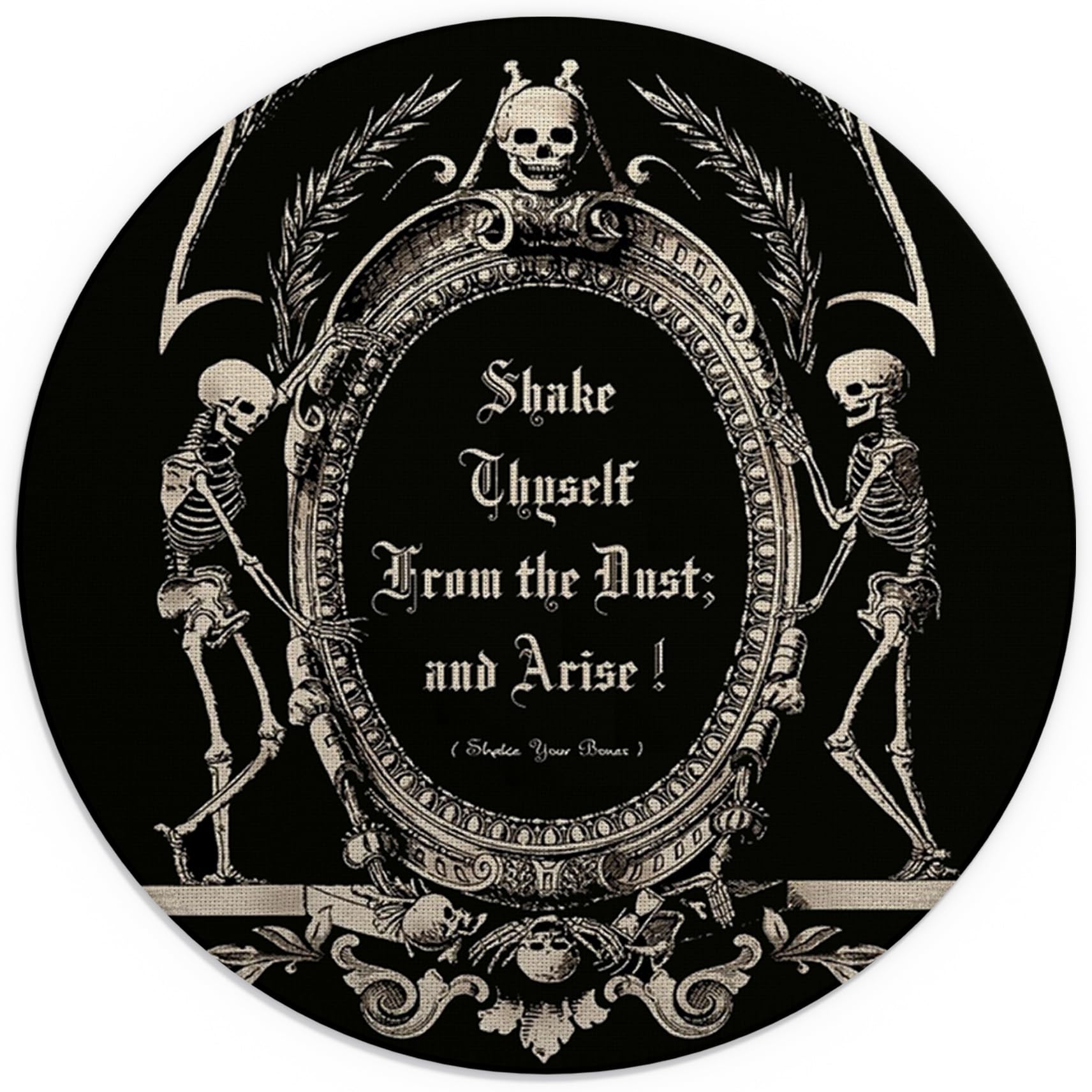 The Undead Arise Gothic Macabre Art Waterproof Small Round Mouse Pad 7.9 x 7.9 Inch, Non-Slip Rubber Base Decor Gaming Mouse pad for Spooky/Goth Home