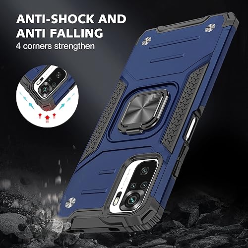 Vista 18 de Asuwish Funda de teléfono para Xiaomi Redmi Note 10/10S 4G con protector de pantalla de vidrio templado y soporte de anillo delgado híbrido Negro