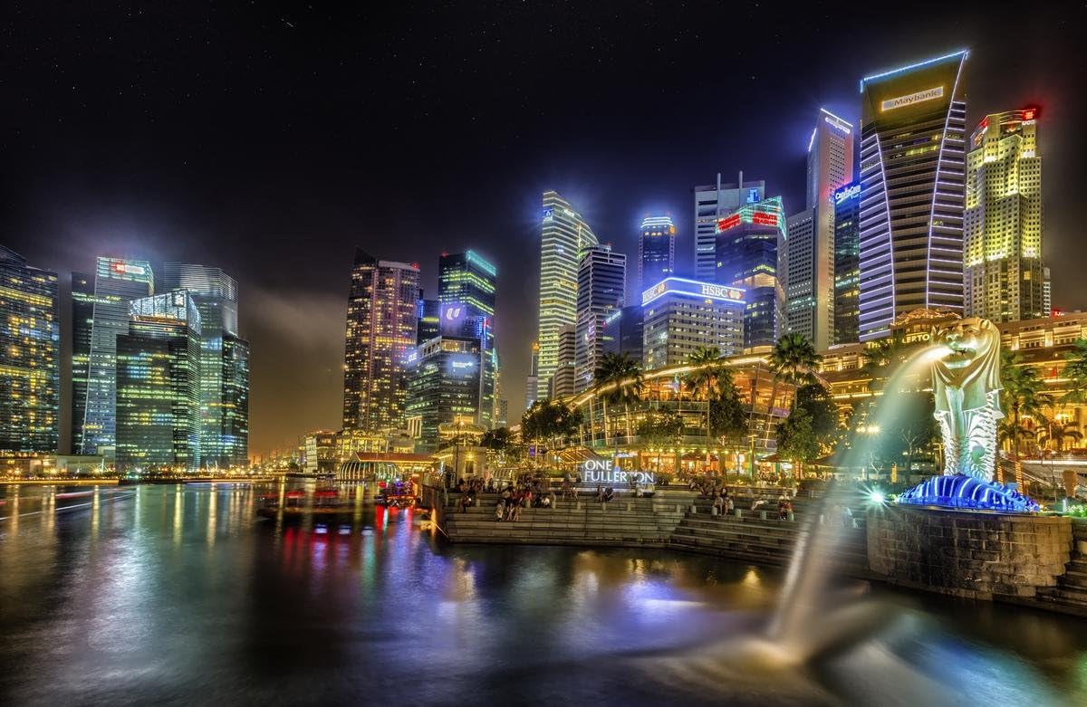 Laminated 36x24 Poster: Singapore City Lights