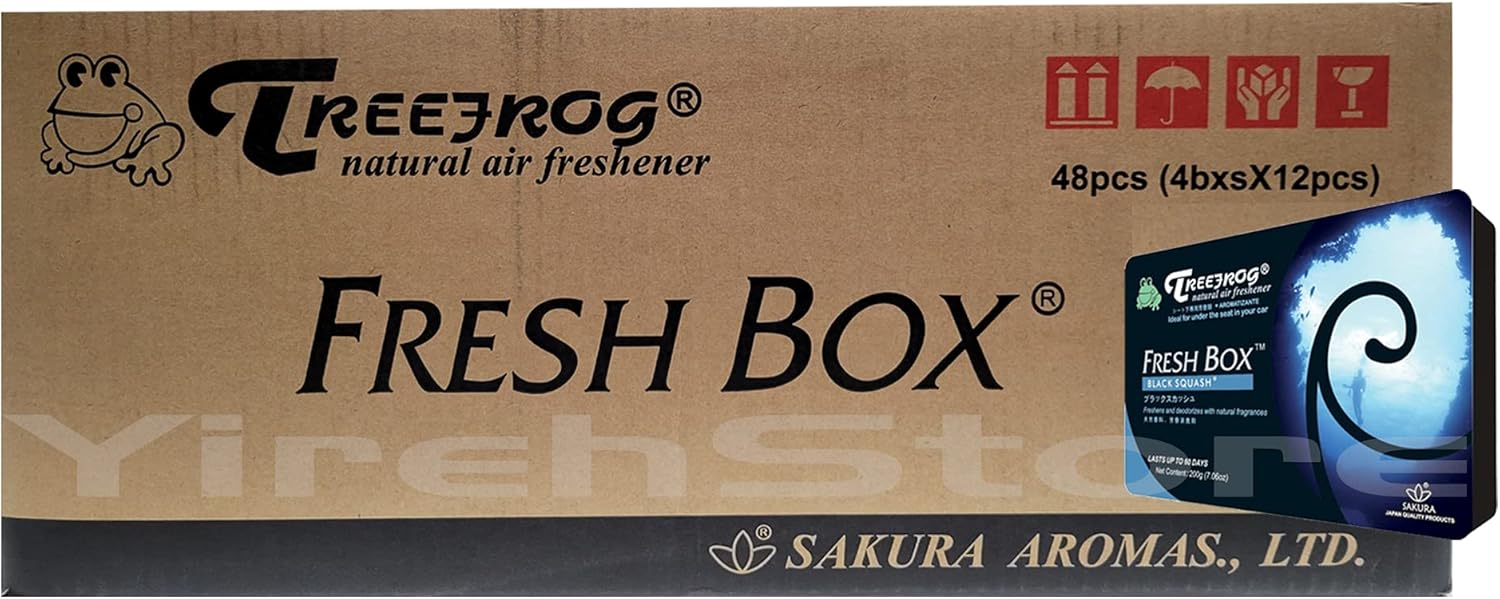 Treefrog Fresh Box Black Squash Scent 48-pcs (1 Master case) Car Air Freshener, Wholesale