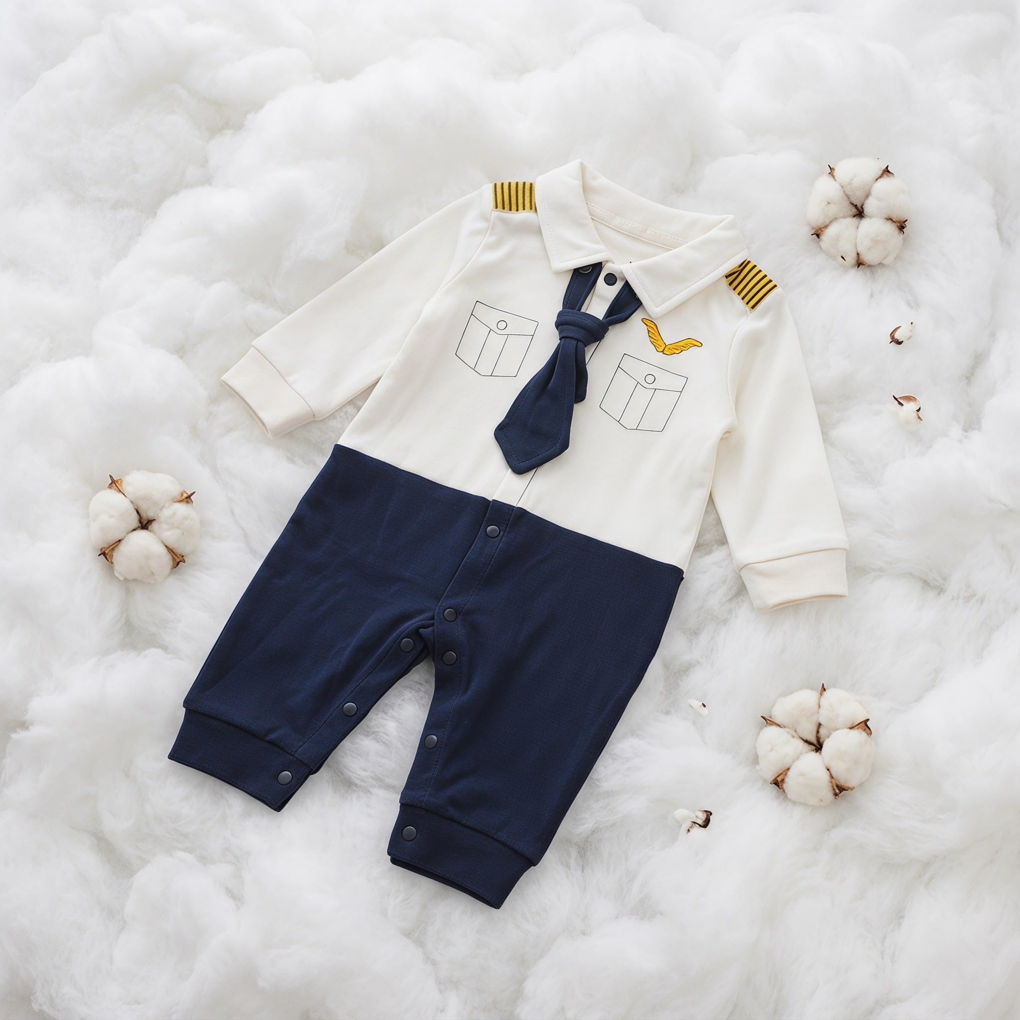 Tutina a maniche lunghe da pilota per neonati, tuta in stile | Tutina intera morbida unisex per neonati, ideale come regalo per baby shower o per l'uso quotidiano.