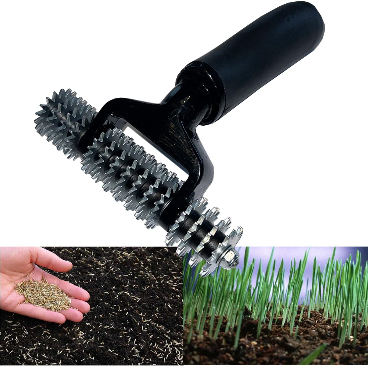 Keyfit Tools Hand Seeder Spiker Tool Grass Seed for Small Areas Dog Spots Brown Patch Dead Spots Tight Spaces & Small Garden Seeding