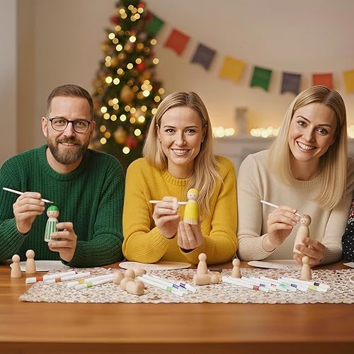 Miniatura 8 de Divertidos juegos de baby shower Kit de pintura para bebés muñecas para colorear para baby shower, muñecas en blanco de madera DIY pintura a mano