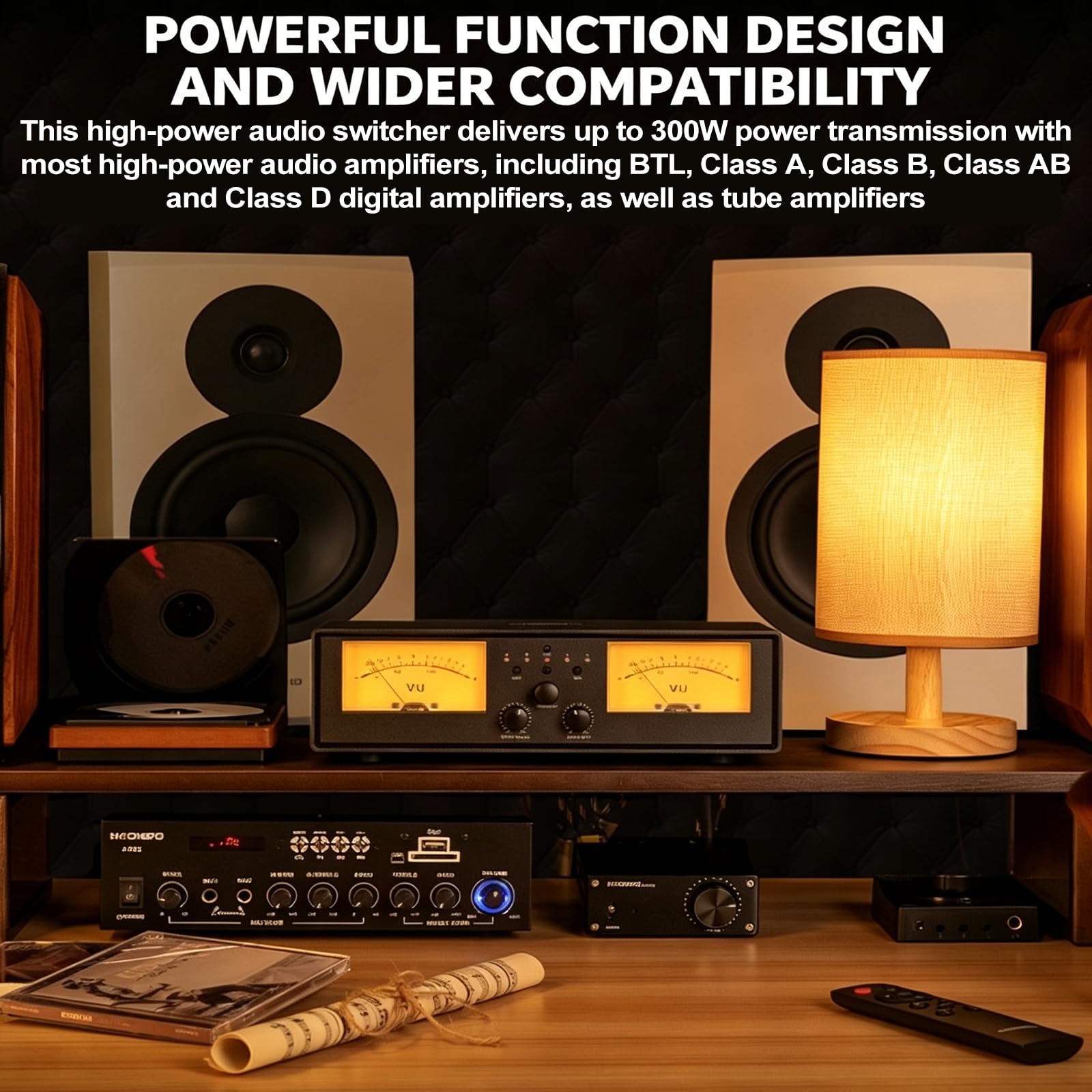 Doppio Vu Meter Analogico, Commutatore Audio Analogico A 2 Vie Con Display A Pannello E Telecomando, 2 Set Di Uscite Di Commutazione Audio, 34 Colori, 4 Livelli Di Luminosità Regolabili, Per Gli