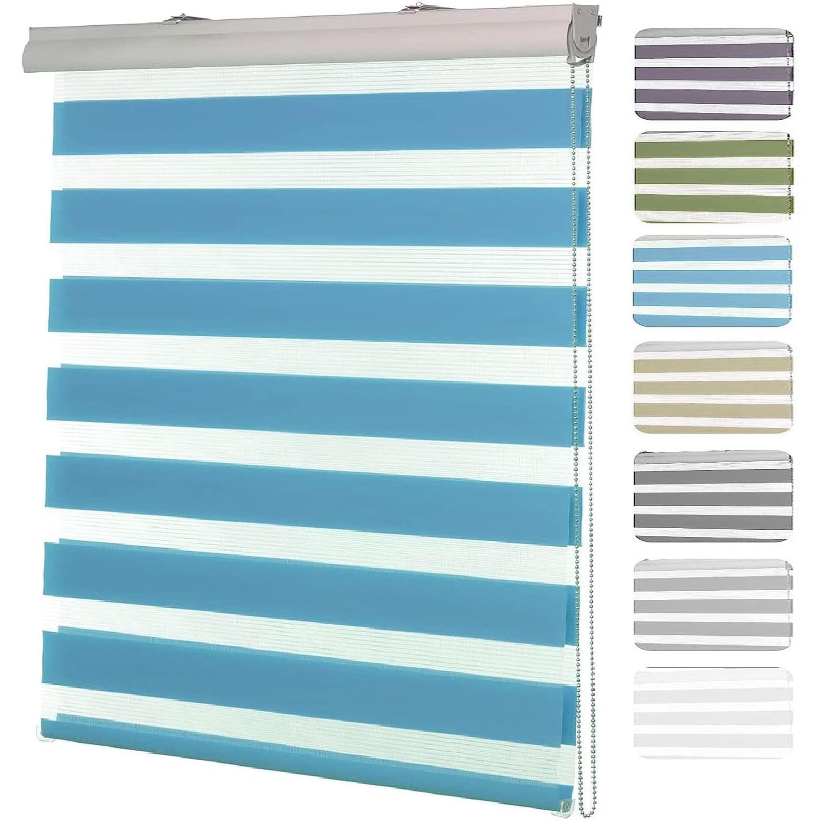 Blackout Roller Blinds 65 x 340 cm Thermal Insulated,UV Protection Zebra Roller Blinds for Bedroom in a Variety of Colours and Sizes Ideal for Bedroom, Home Theater, Blue