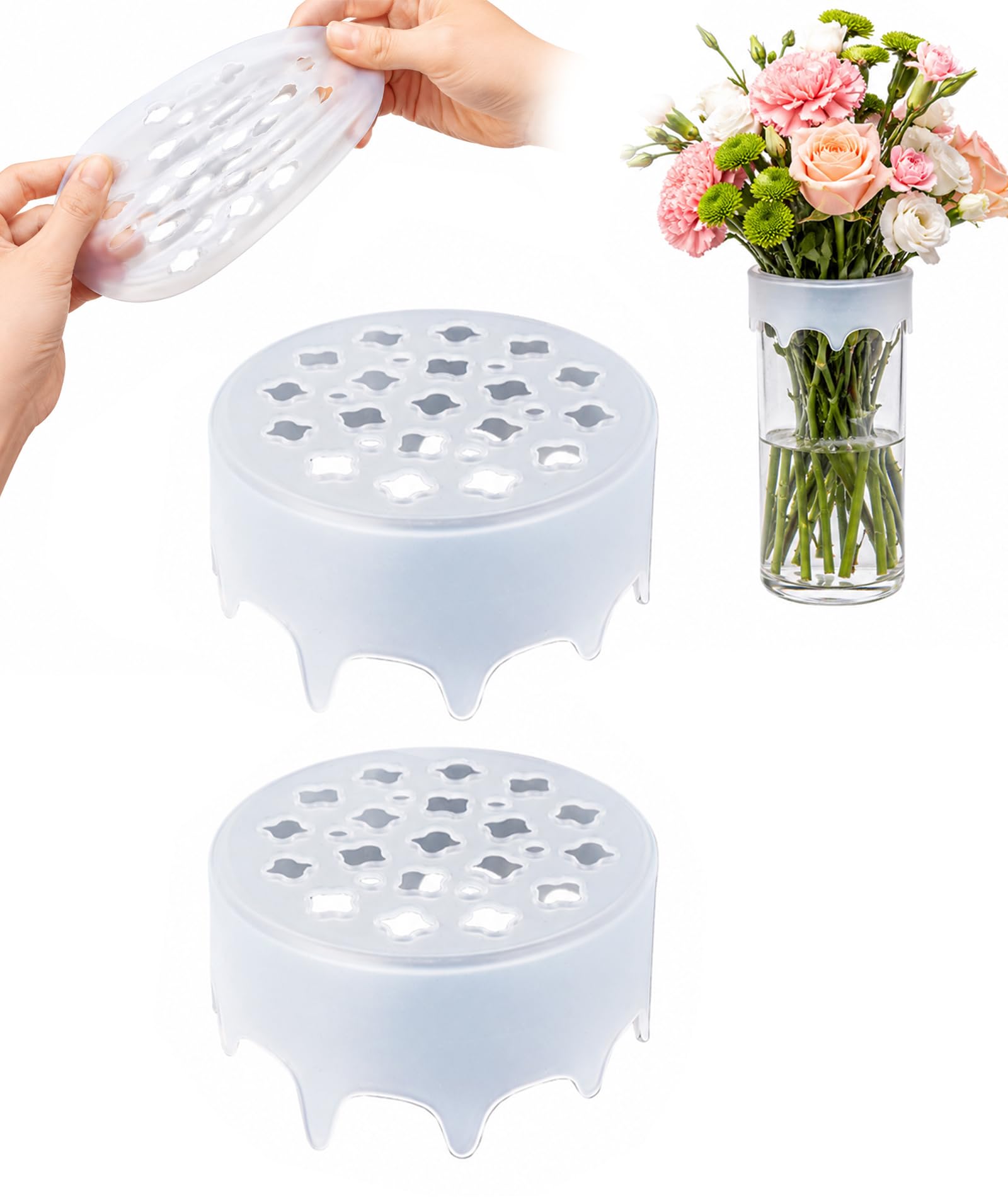 2 PCS Silicone Blossom Grid Flower Arranger, Flexible Floral Stem Holder for Vases, Reusable Flower Grid, Flower Arrangement Holder for Home Decor and Professional Use-image-4