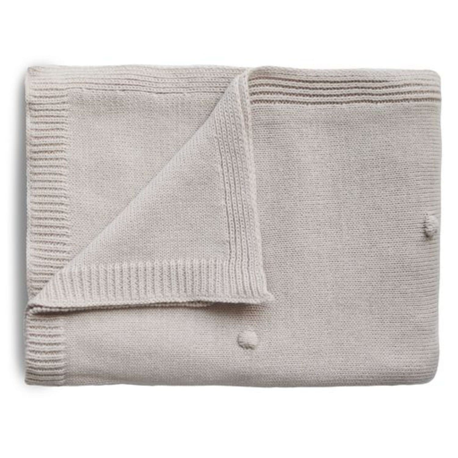 mushie | Coperta Lavorata a Maglia per Neonati e Bambini | copertina culla bambino, plaid bebe | 80 x 100 cm e 100% Cotone Biologico | Perfetta per Ogni Condizione Atmosferica | Off White Melange