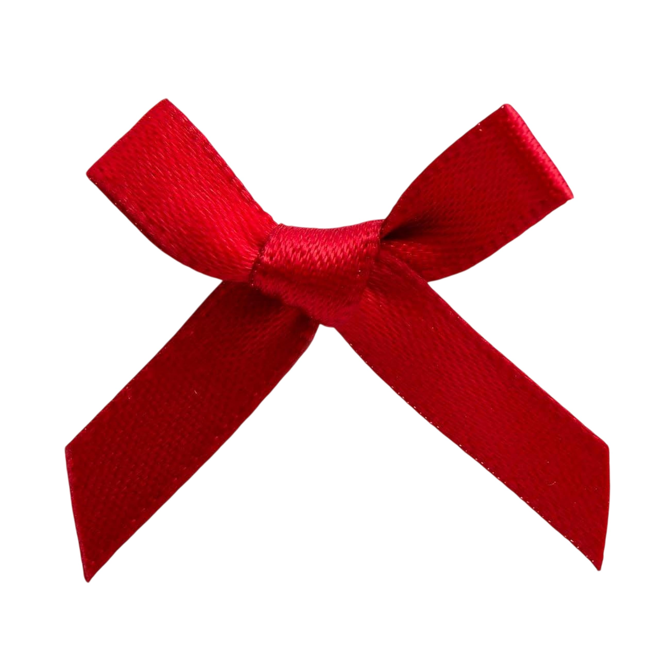 Italian Options Mini Satin Ribbon Bows, Small Bow Decorations for Crafts, Gifts, Hampers, Hair Bow, Wedding Stationery, Floristry, Christmas, Cakes, Crafting, Ruby, 100 Pack, 3 cm — image 1
