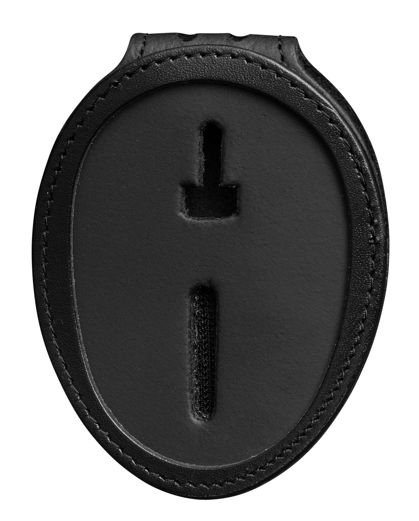 Perfect Fit Shield WalletsAustin Texas Police Belt Badge Holder with Neck Chain Black Leather (Cutout #603)