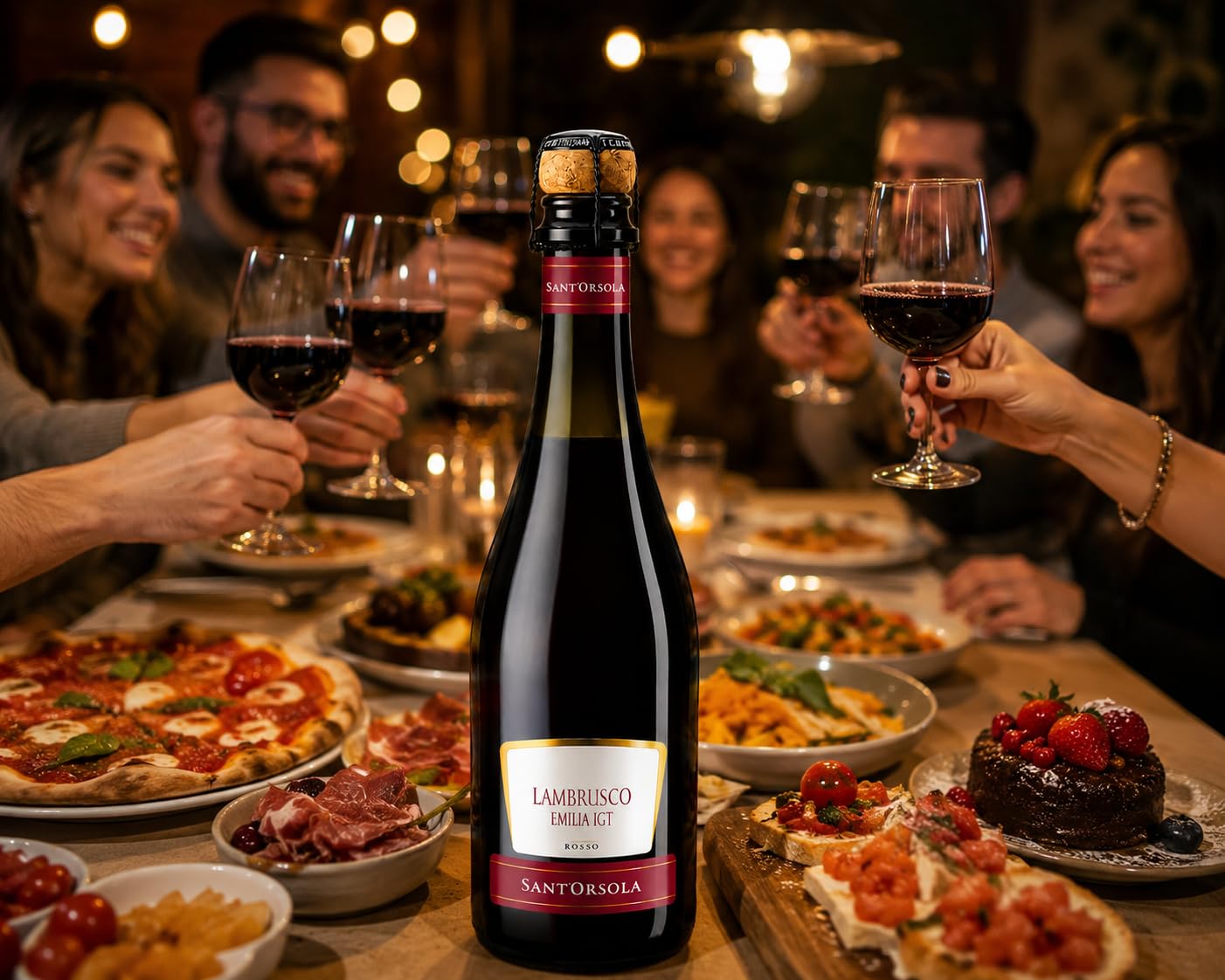 Sant'Orsola Lambrusco Emilia IGT Vino Tinto Seco Italiano - 6 Botellas X 750ml