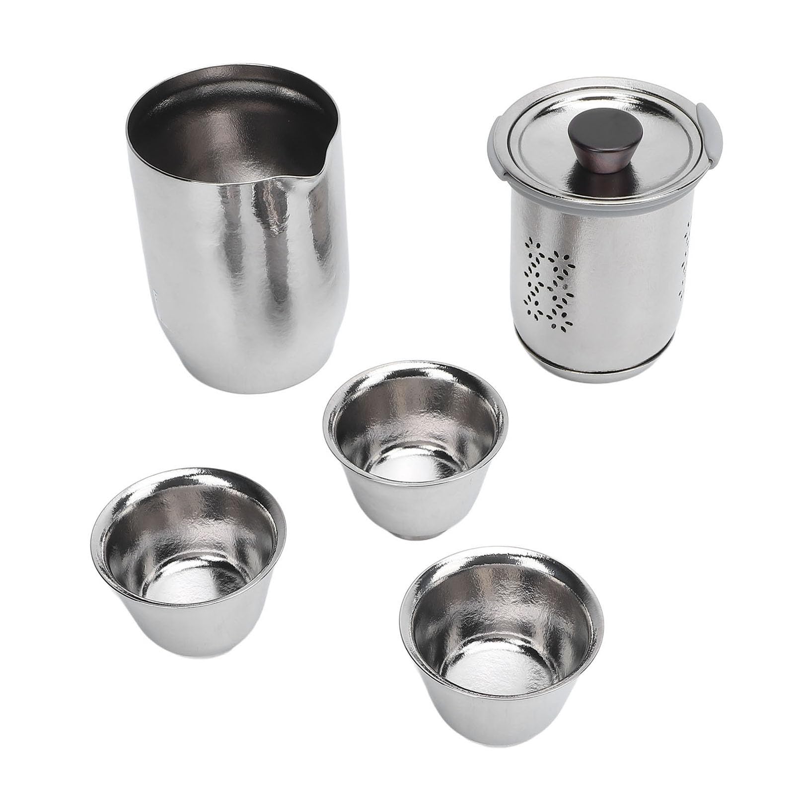 Set da tè da Viaggio Set da tè Gongfu Portatile Bollitore per in Puro Titanio e Legno di Ebano 300 Ml Doppia Parete Isolata con Filtro Integrato per Viaggi in Ufficio in Campeggio