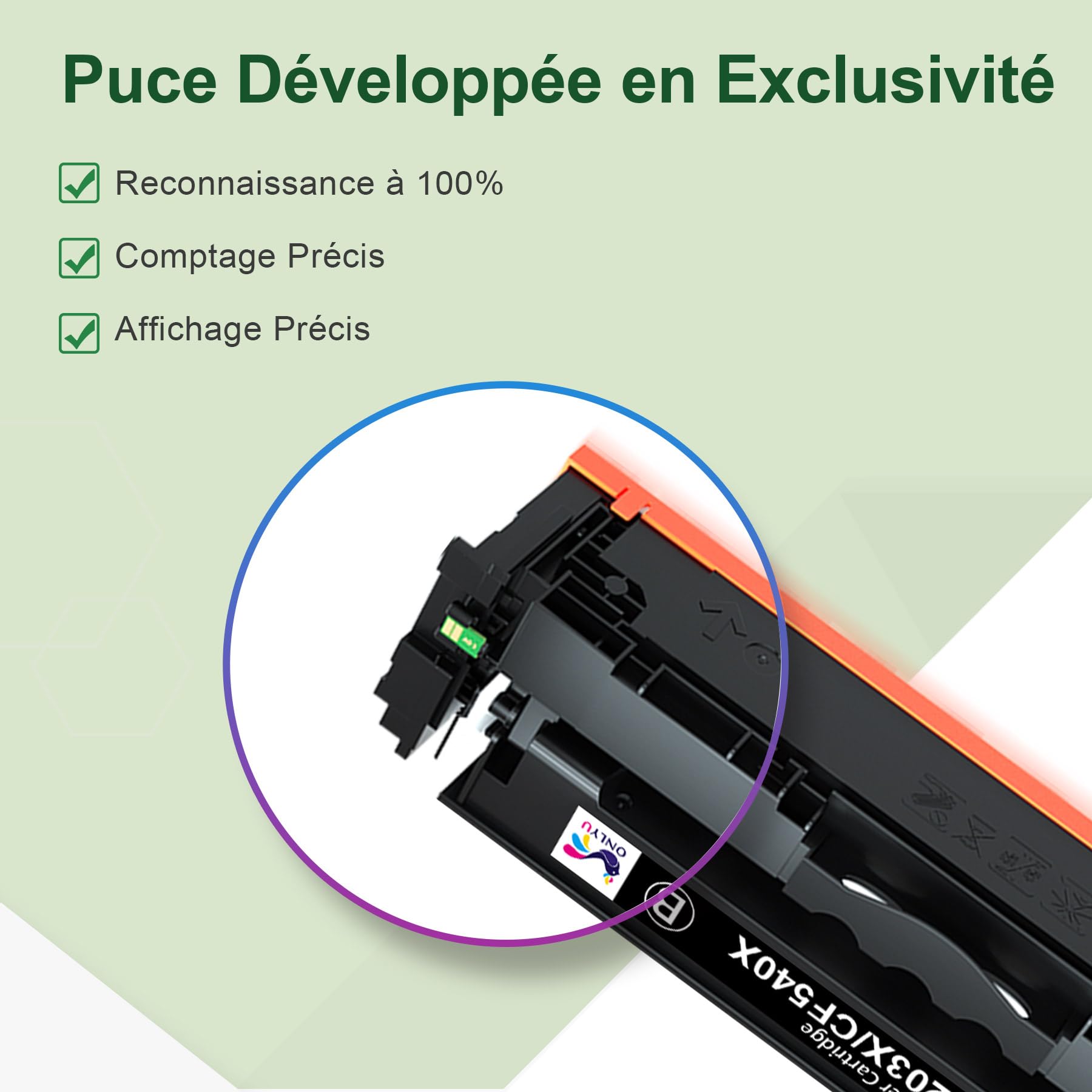 ONLYU 203X Toner Set Compatible pour Cartouche HP 203X 203A CF540X