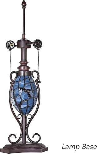 Miniatura 8 de Bieye L10954 Raven sentado en rama de árbol desnudo en luna llena noche estilo Tiffany lámpara de mesa de vidrieras para decoración del hogar (azul