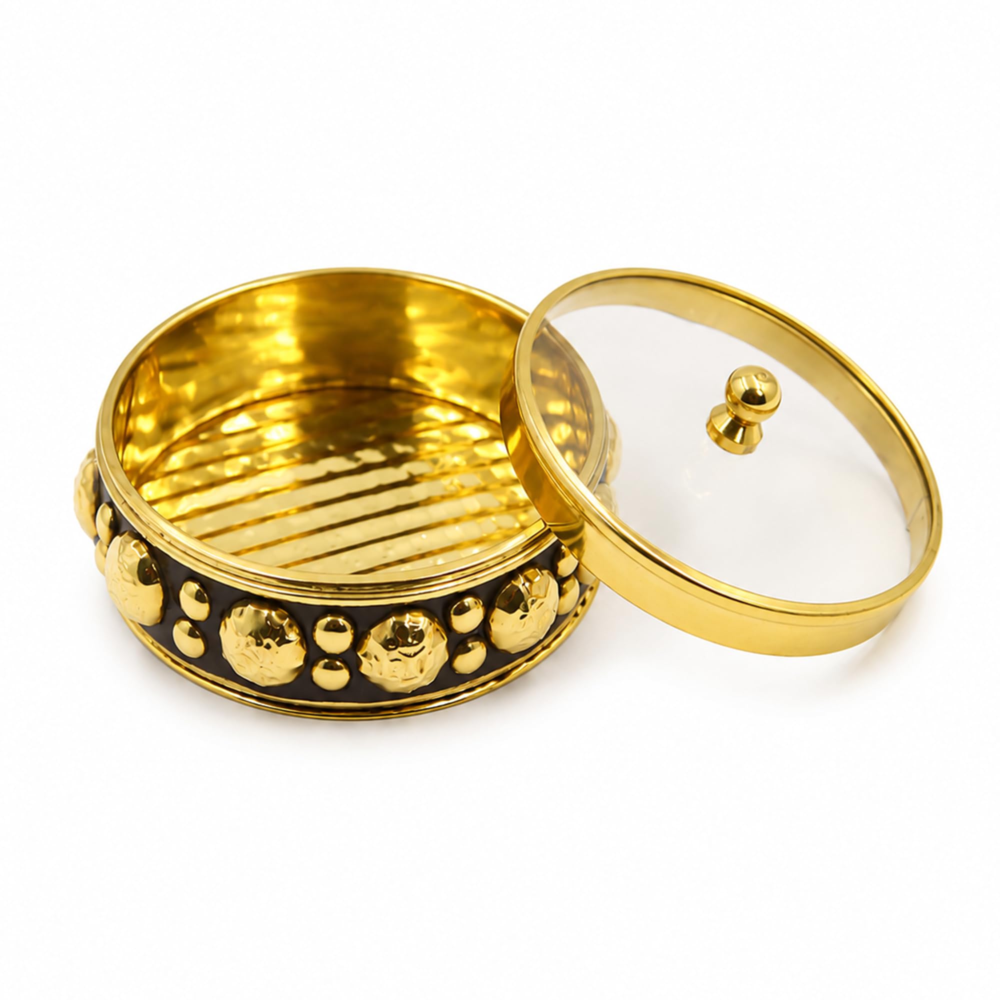 Putrika Brass Box Pooja | Puja | Roli | Chawal | Chandan | Haldi | Kumkum Puja Box | Sindoor | Turmeric | Dabbi | Dibbi | Dhani | Dani Lid Holder - Acralic Black Kumkum (1) 2