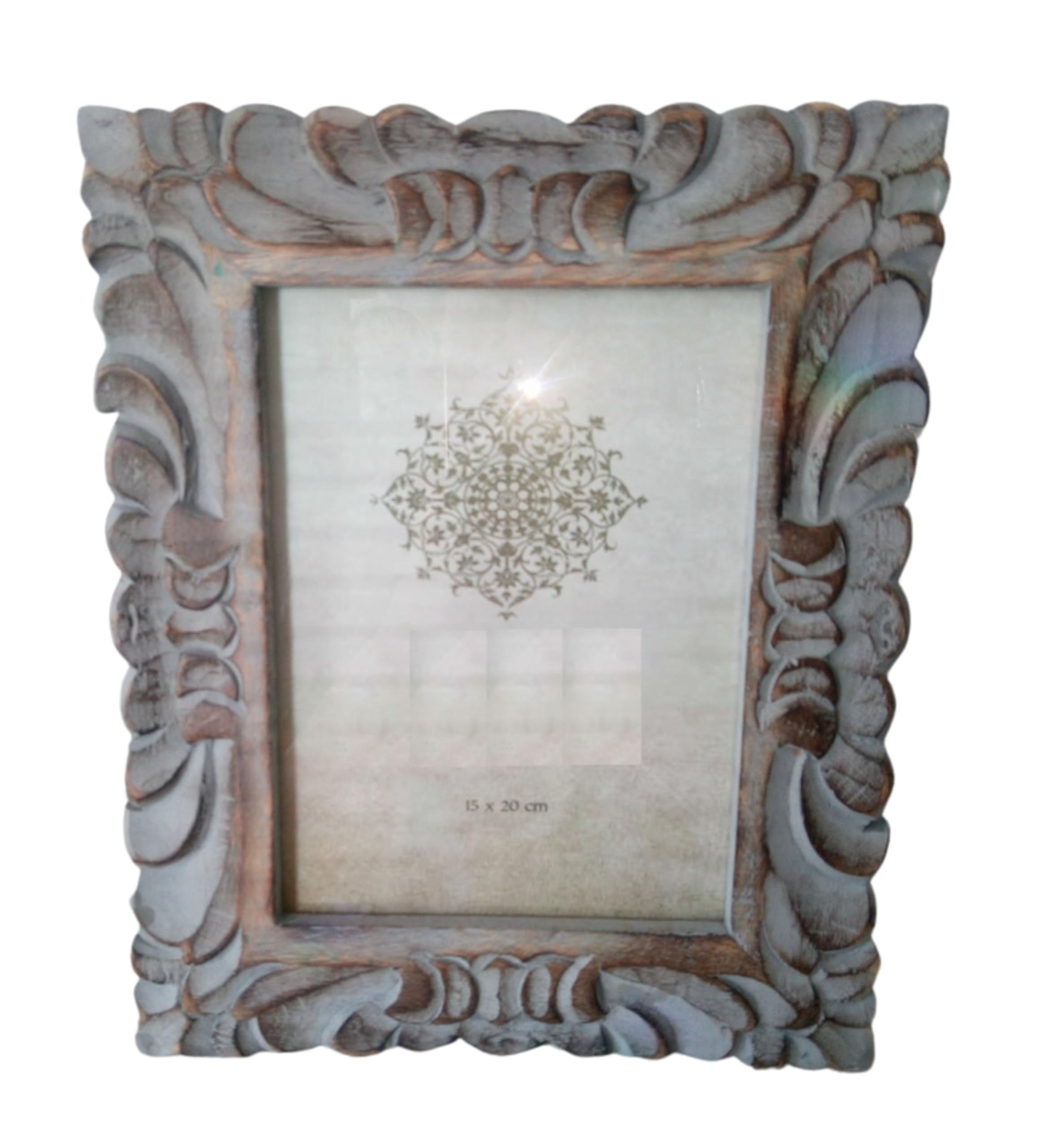 Cadre photo bois sculpté gris 15x20 cm idéal pour un salon cocooning