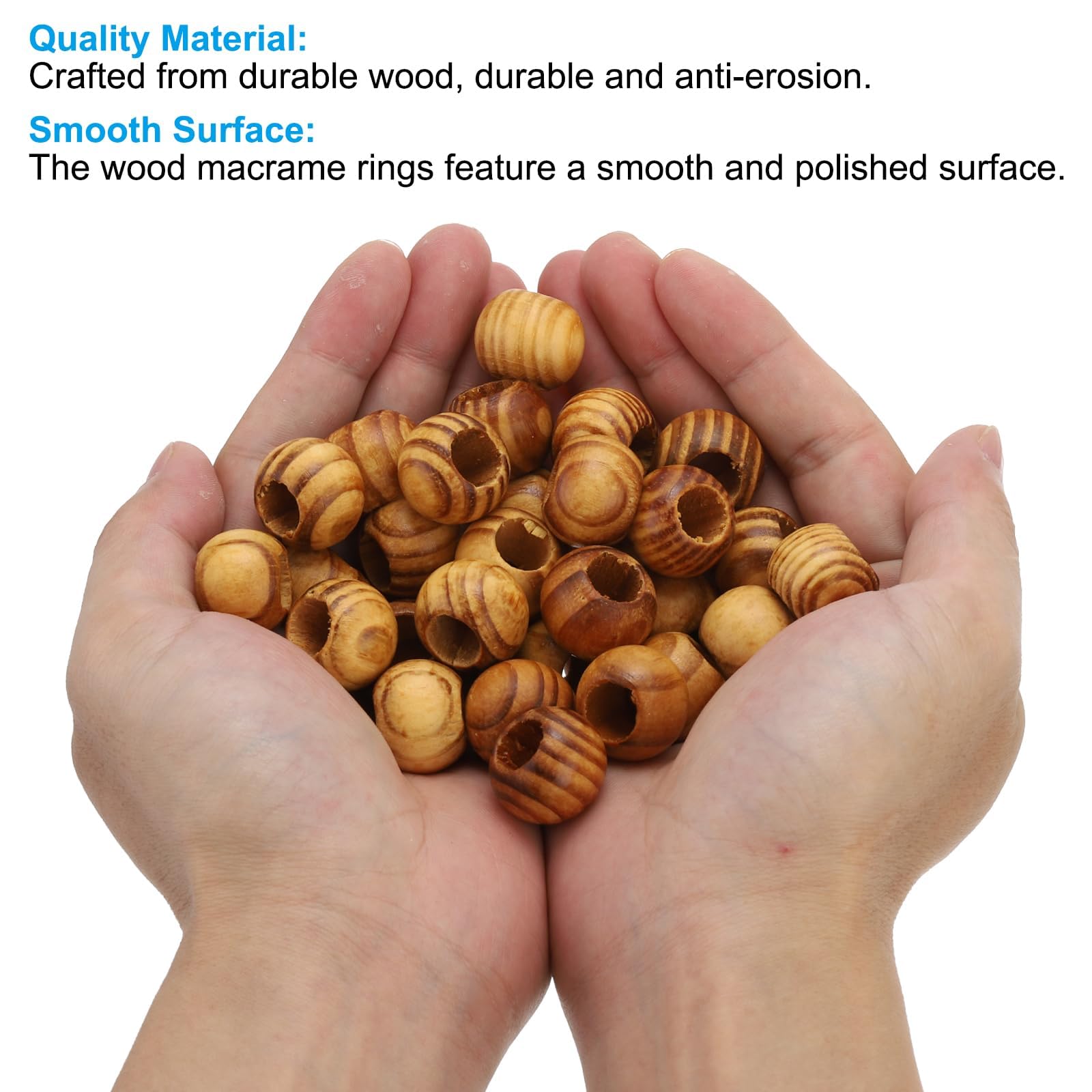 PATIKIL Natural Wood Rings and Unfinished Wooden Beads Set - Image 3