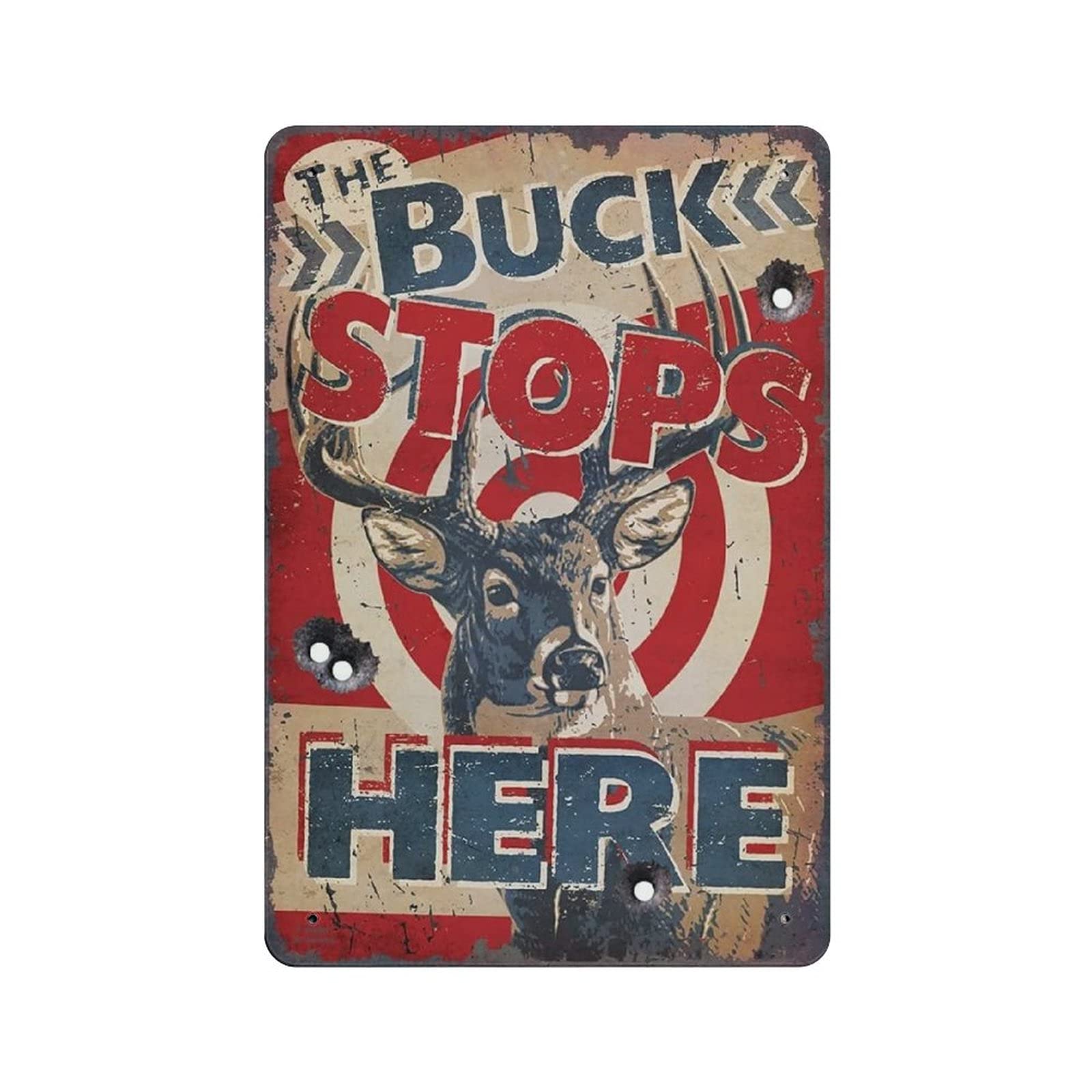 Metal Tin Sign Bucks Stops Here Vintage Tin Poster Metal Sign Wall Decoration Country Kitchen Home Garage Decor 12"x8"