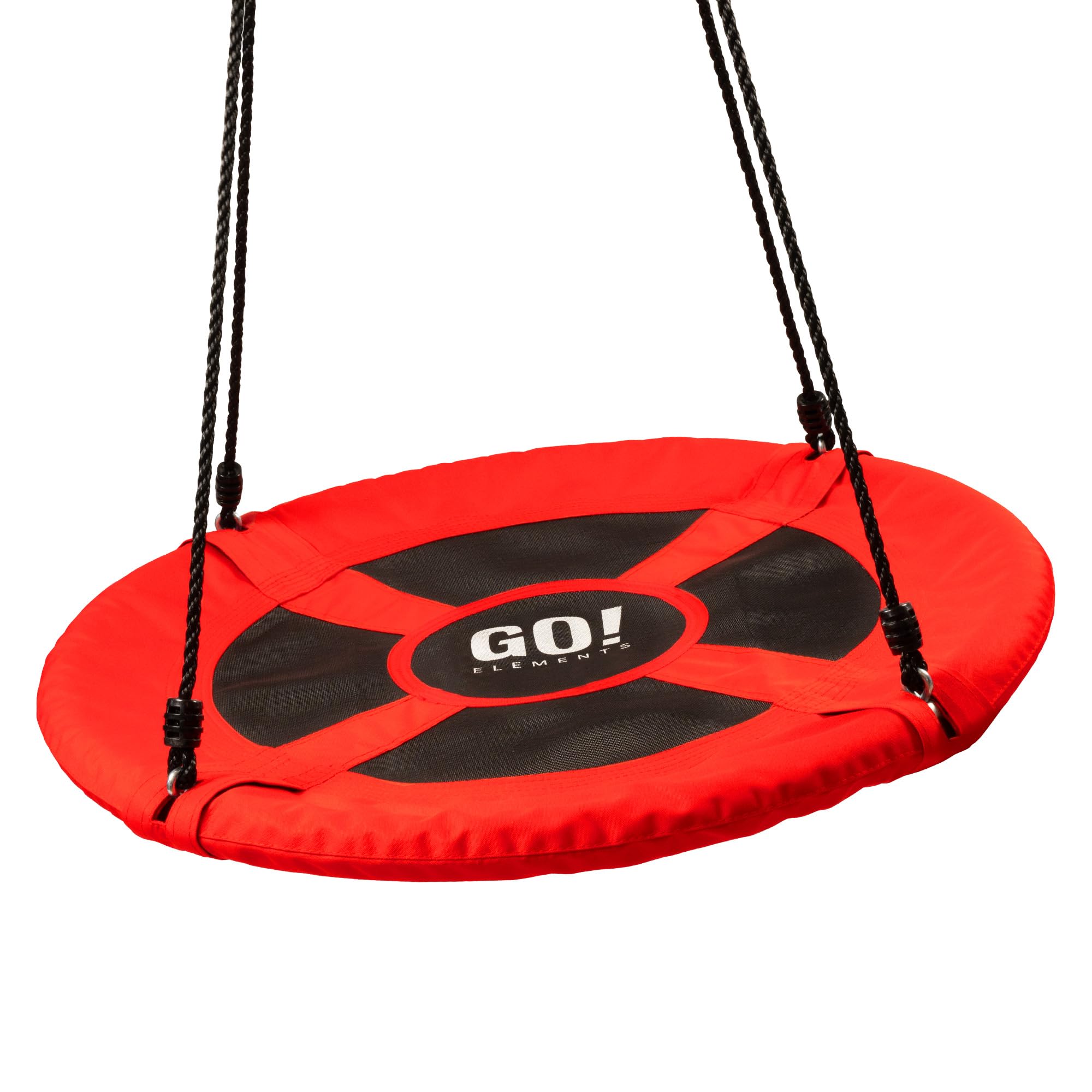 GO!elements Columpio Circular | Columpio Jardín Redon | Columpio Nido Ajustable en Altura para niños y Adultos con Capacidad de Carga de hasta 150 kg. Tamaño: ø 80 cm, Color: Rojo