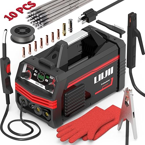 150A MIG Welder 3-in-1 Welding Machine, MIG/Lift TIG/Stick Welder Machine 110V, Portable Gasless Flux Core Welder IGBT Inverter Welder with LED Digital Display