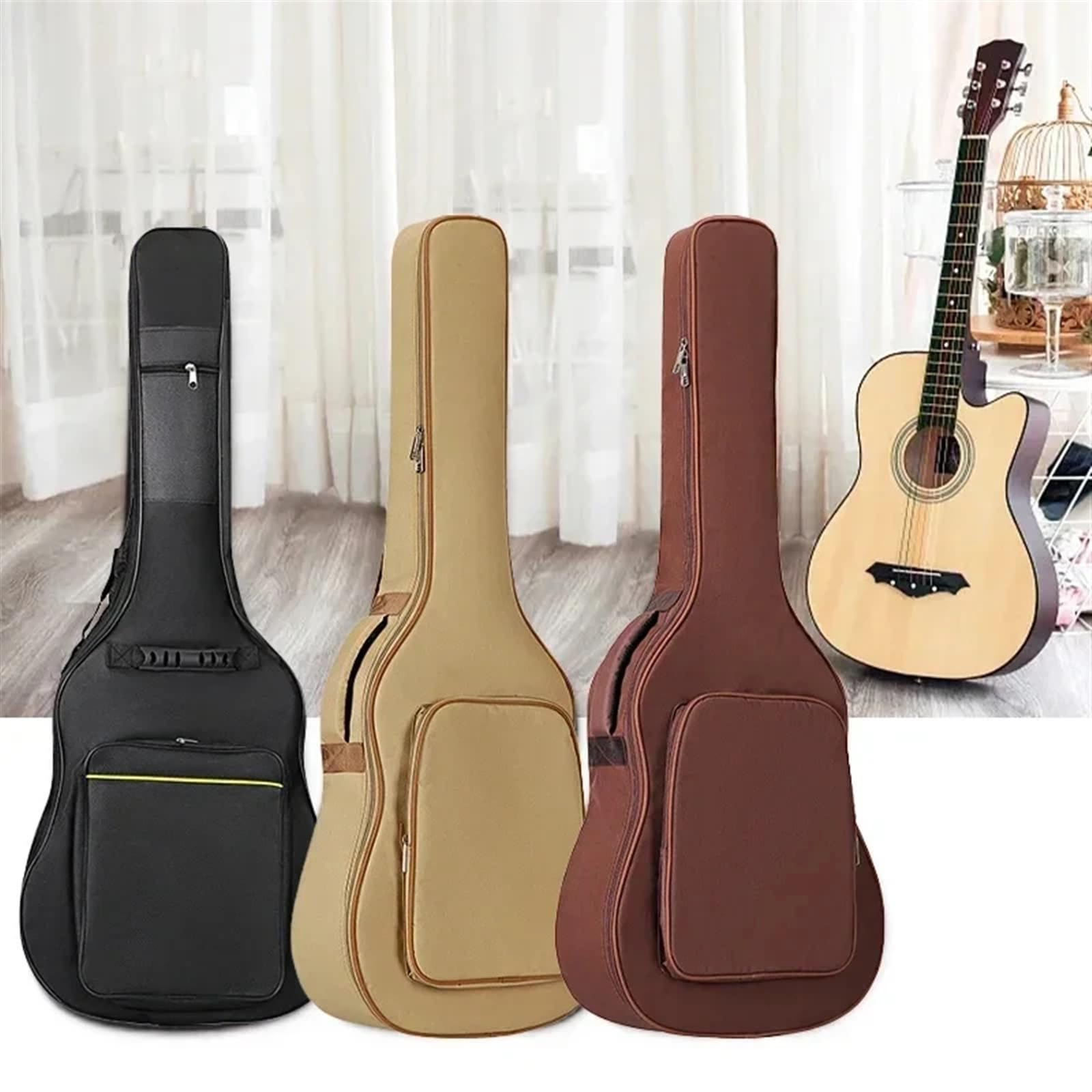 Custodia per Chitarra Zaino for Chitarra Custodia Protettiva for mandolino Impermeabile Doppia Tracolla Chitarra Acustica Classica Custodia Imbottita Spessa(Gray)