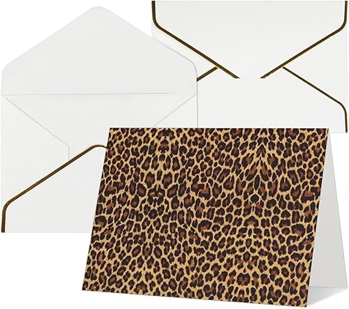 Miniatura 2 de MQGMZ El leopardo modeló las tarjetas de agradecimiento de la impresión del papel pintado con los sobres, tarjeta de felicitación de papel perla, en