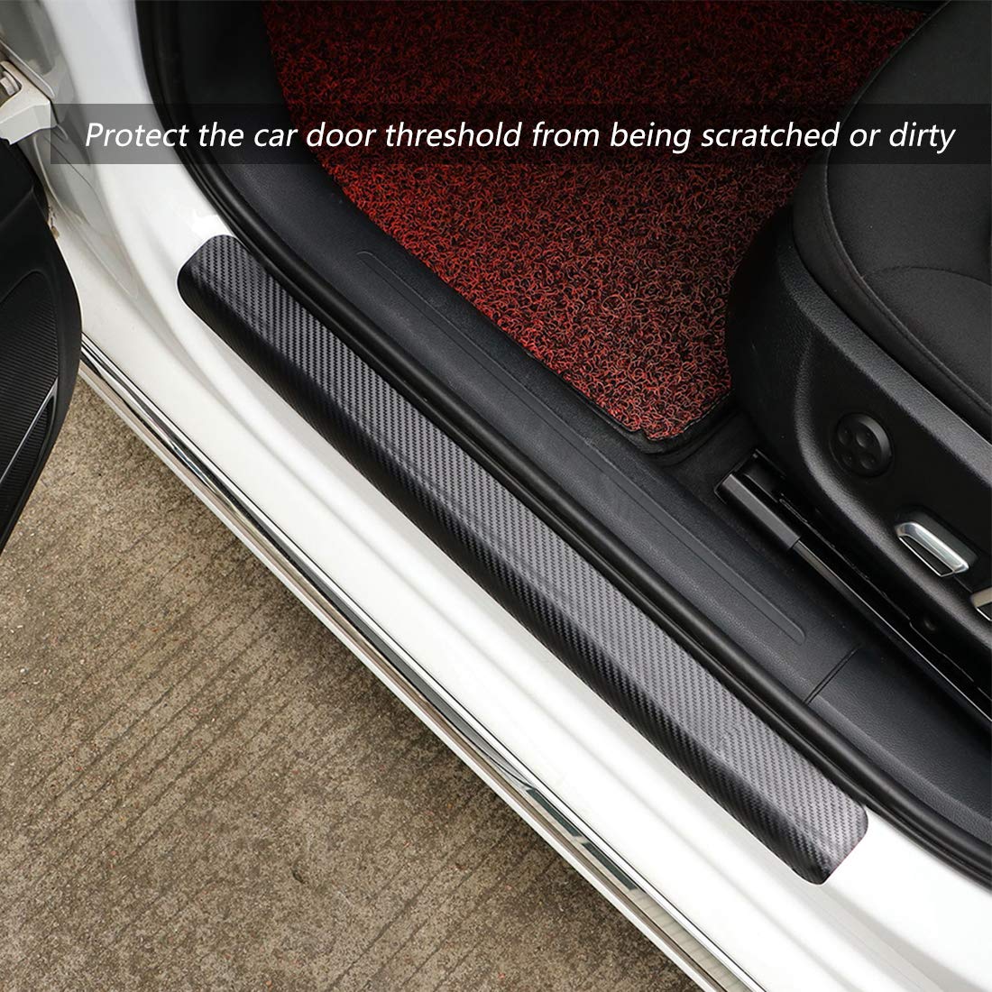 Autocollants De Protection Pour Seuils De Porte De Voiture HONGECB - 4 Pièces, Anti-rayures, En PVC Carbone