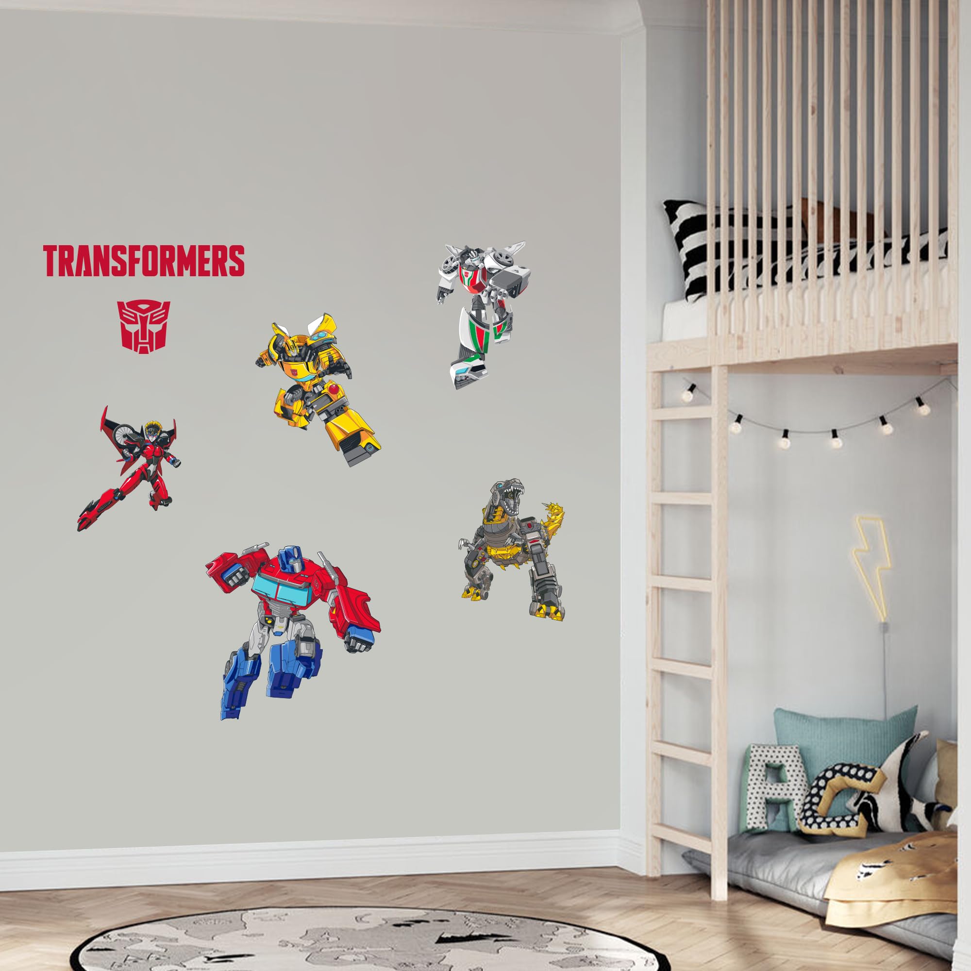 Transformers Wall Sticker - Autobots Wall Decal Set Vinyl Art Mural Kids Bedroom Gift (180cm Width x 60cm Height)