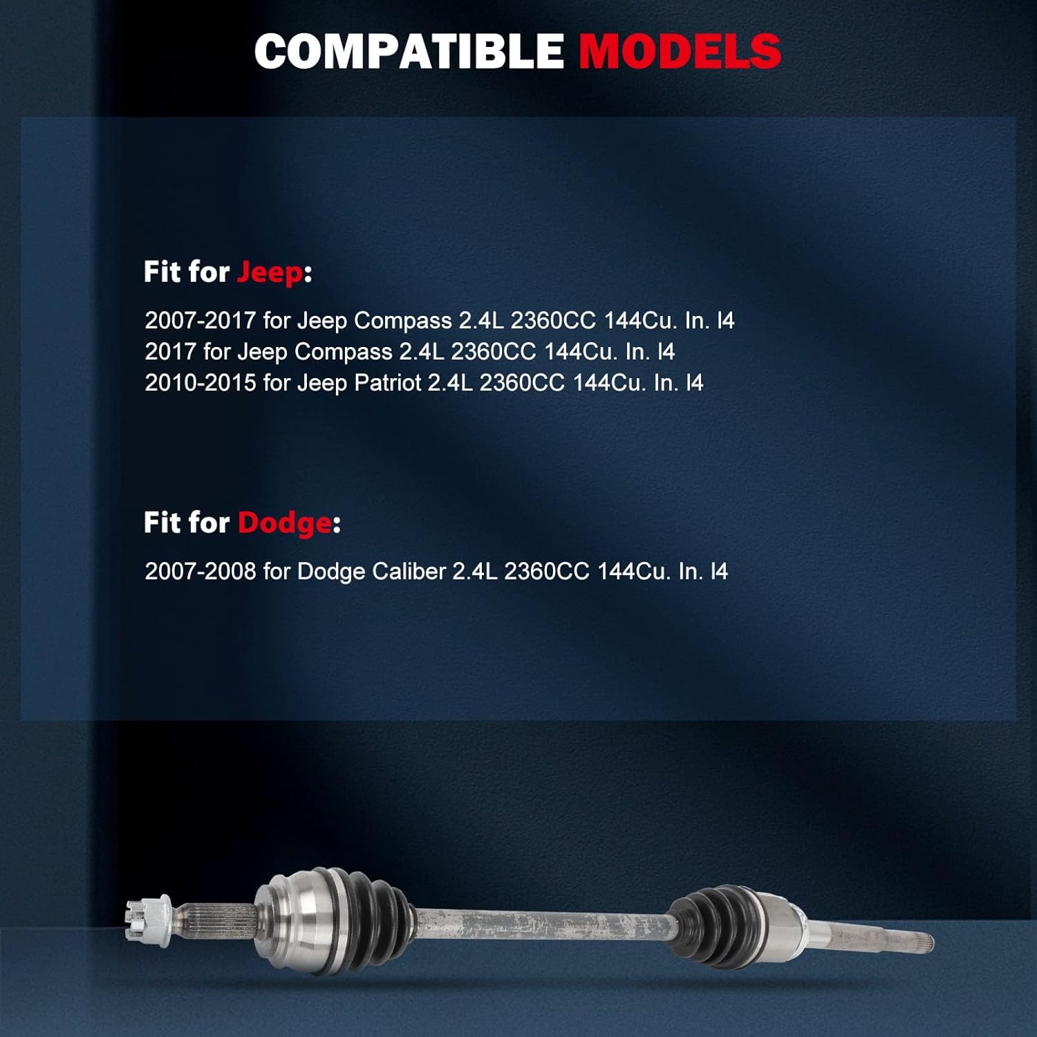 CCIYU CV Axle Shaft Assembly for Dodge Caliber 2007-2008, for Jeep Compass 2007-2017, for Jeep Patriot 2014-2015 66-3514 60-3514 Front Left and Right 2PCS