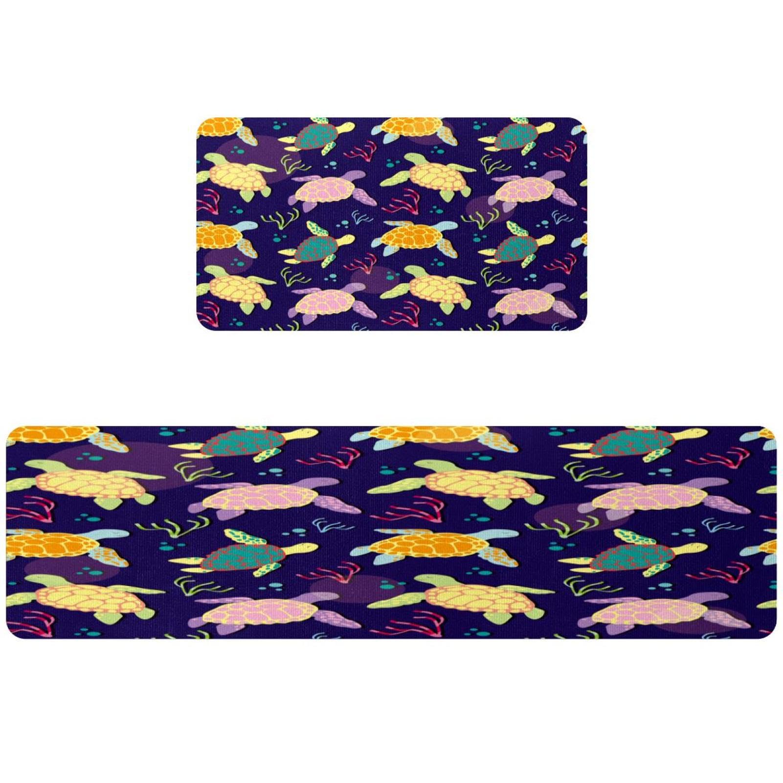 Tapis de cuisine lavable et absorbant lot de 2 tapis antidérapants motif tortue marine
