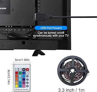 Led Backlight kit Music Sync with Remote with 16 RGB Colors,4 Modes and 10 Levels of Brightness Adjustment for 24-65 inch TV,Home Movie,Desktop PC Monitor,Home Theater etc,Non-Waterproof (1M) [Energy Class F]